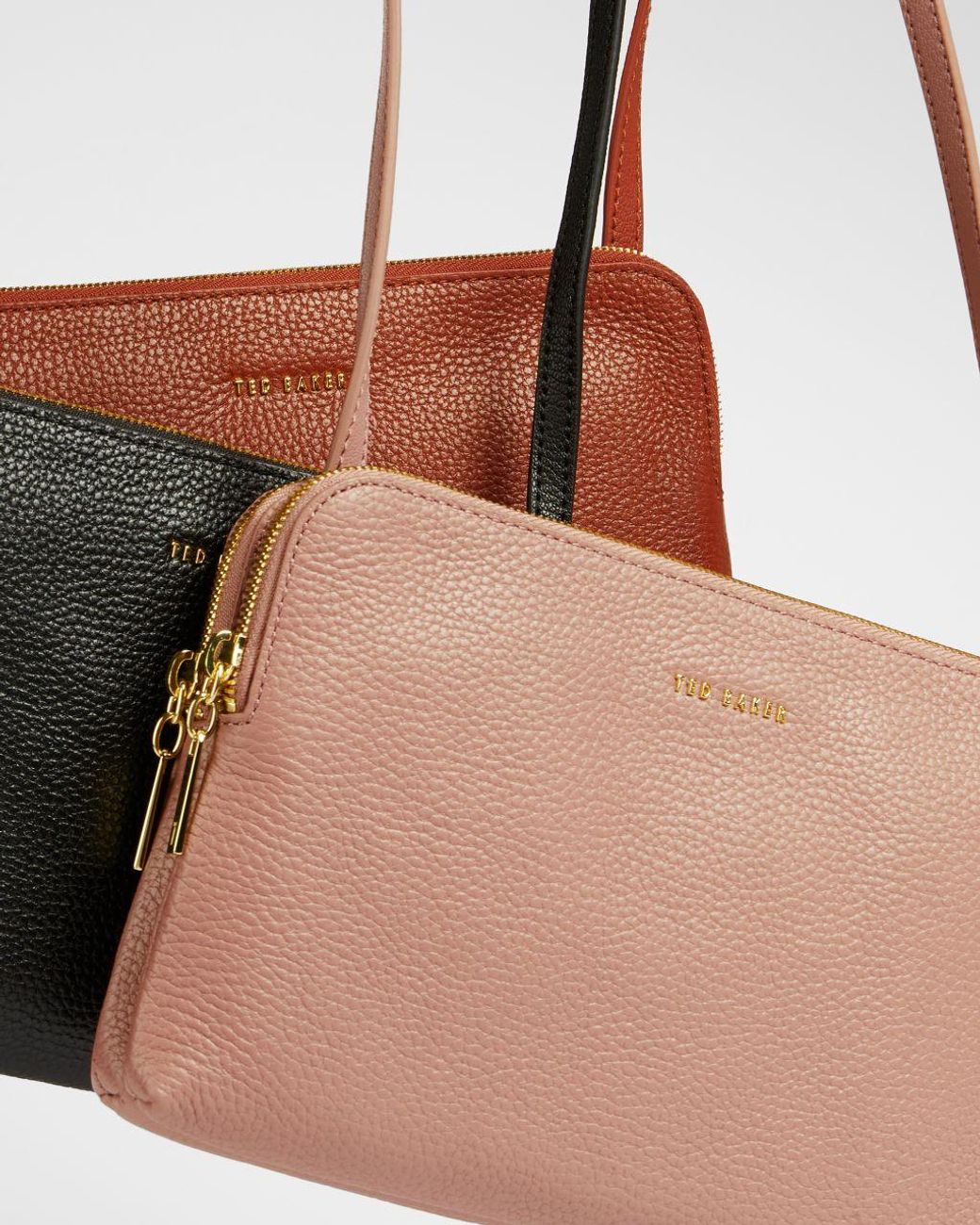 Ciarraa soft leather double pouch xbody Clearance