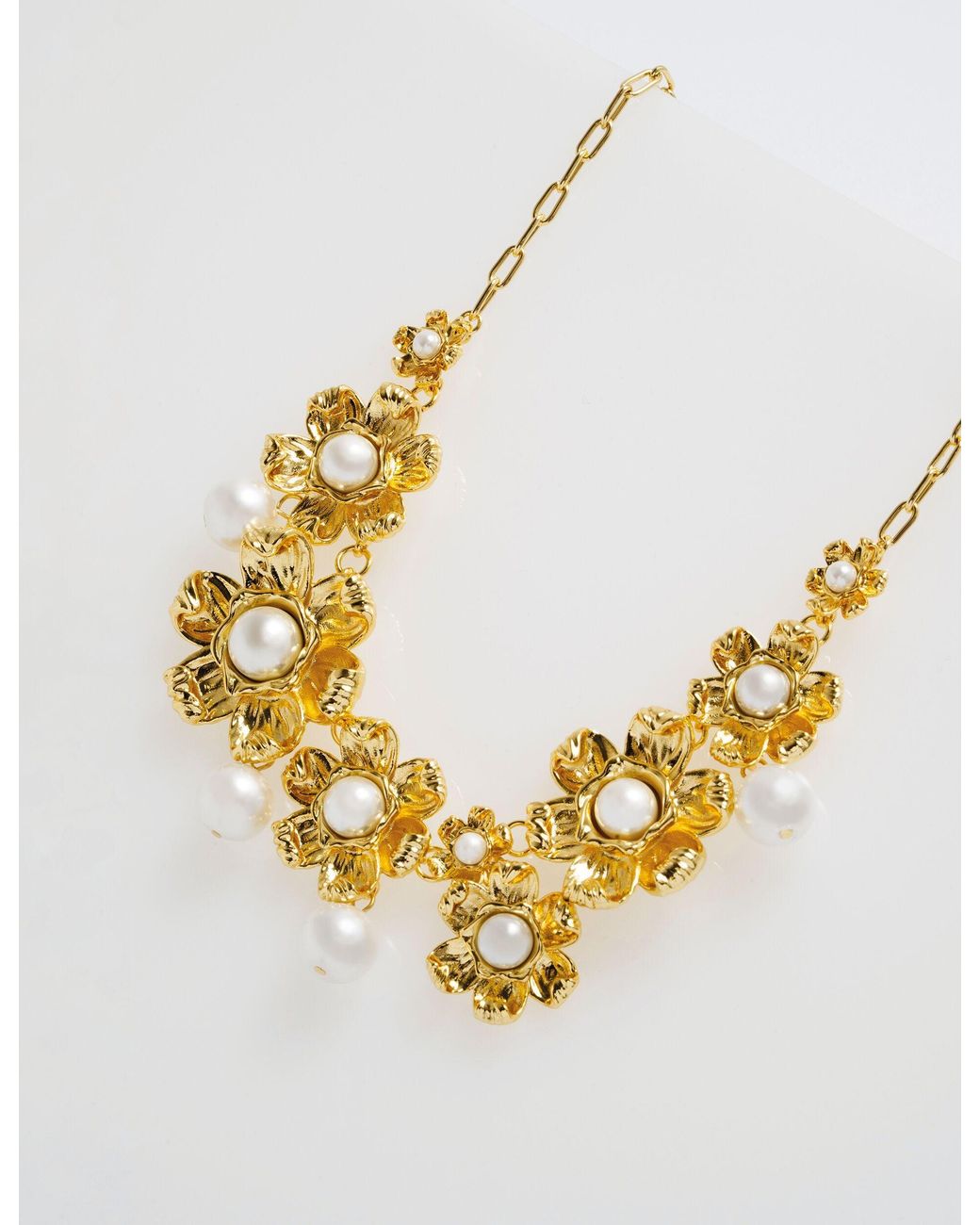 Ted Baker Metallic Daisy & Pearl Statement Necklace