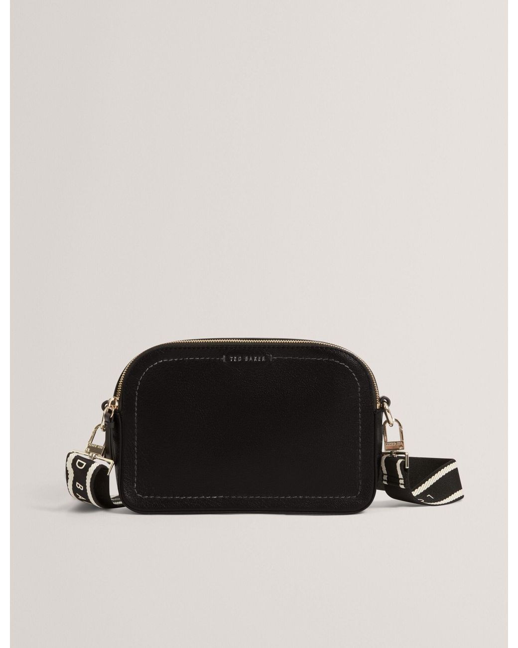 Ted Baker Black Luceele Logo Webbing Leather Crossbody Camera Bag