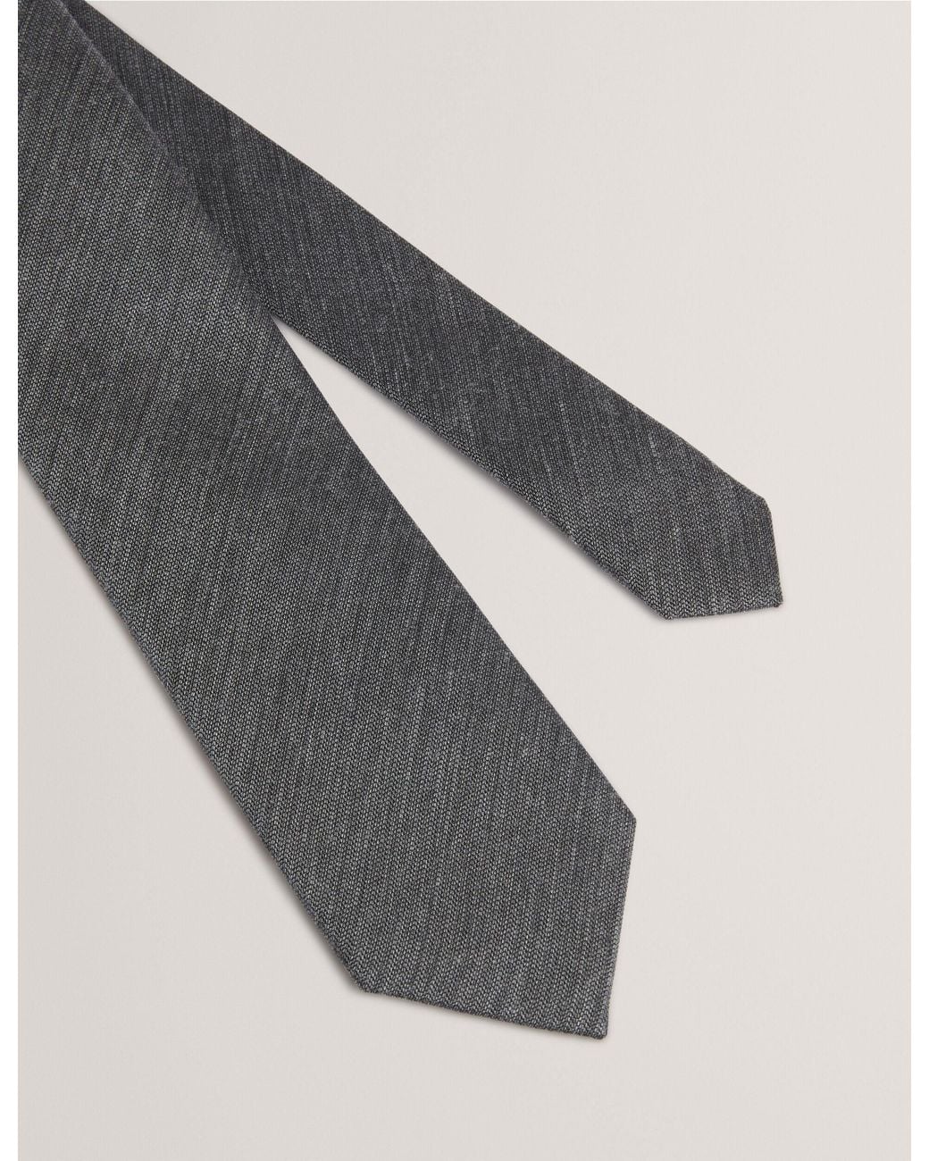Ted Baker Gray Amedeo Heathered Weave Wool Silk Tie for men