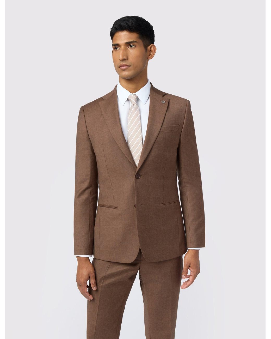 Ted Baker Brown Eliotj Flannel Wool Rich Slim Suit Jacket for men