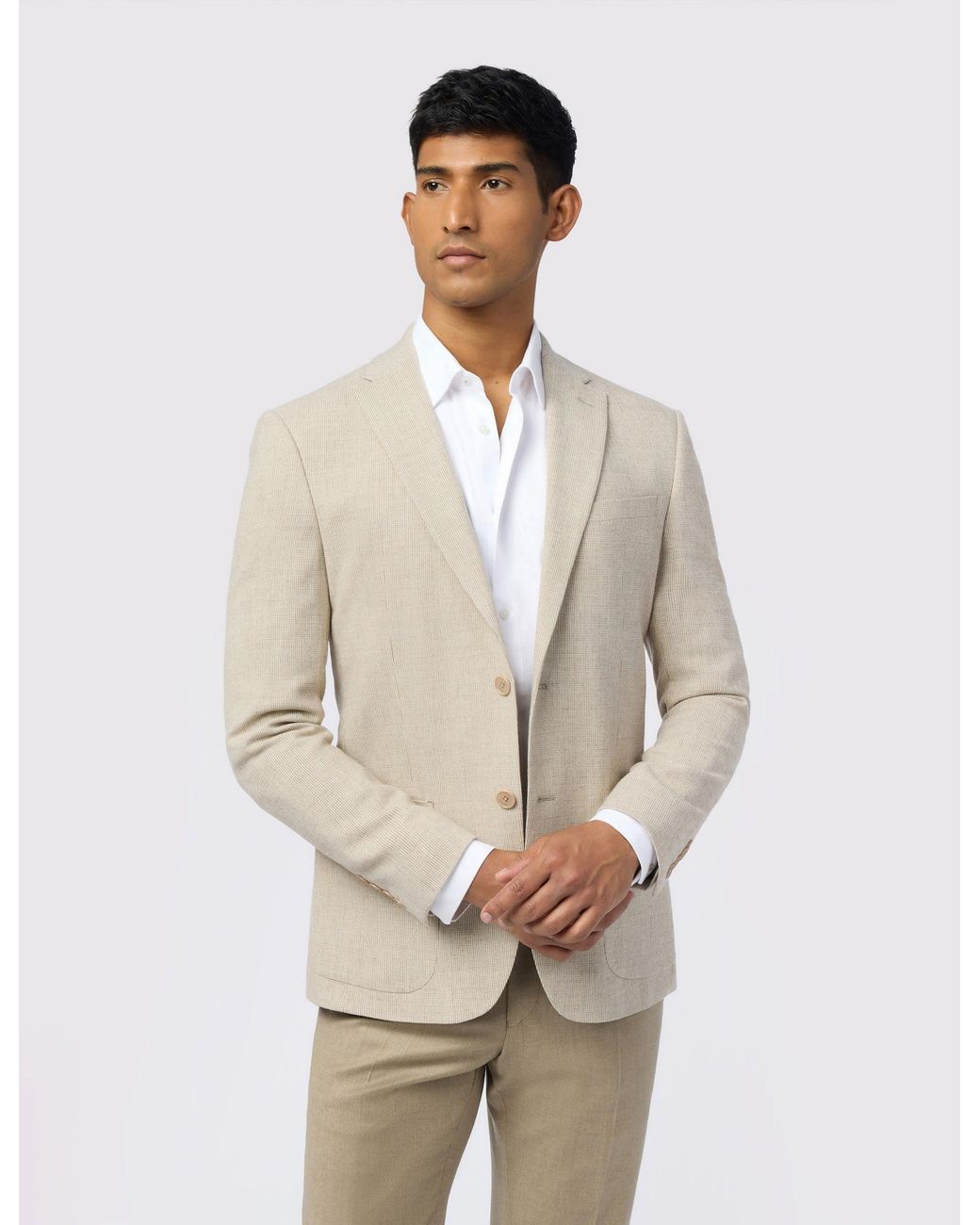 Ted Baker Natural Monroj Micro Check Wool Rich Slim Fit Blazer for men