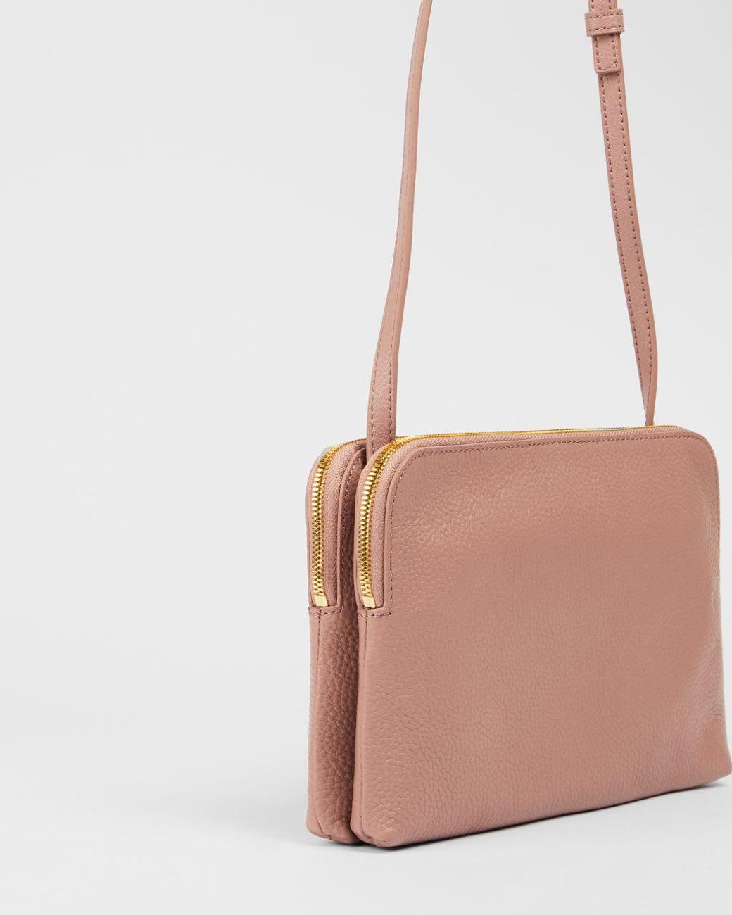 Ciarraa soft leather double pouch xbody Clearance