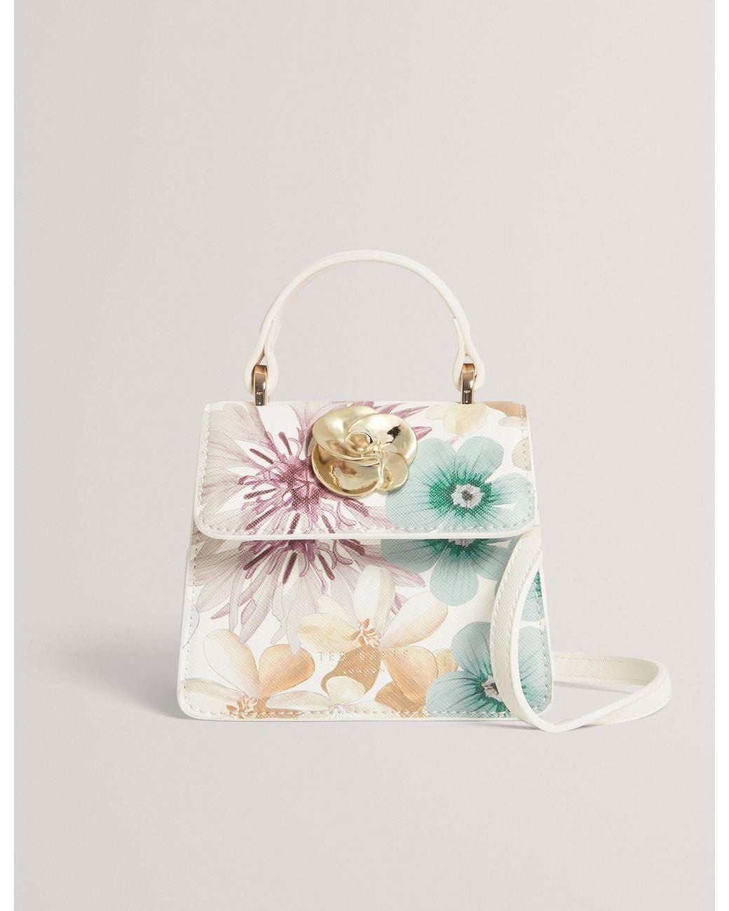 Ted Baker White Helensa Petal Print Mini Top Handle Bag