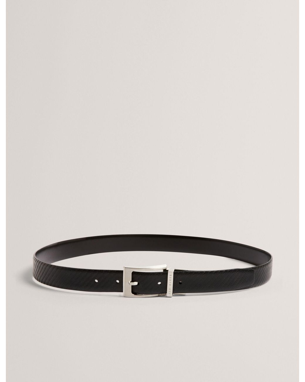 Ted Baker Black Aimen Leather Woven Texture Belt for men