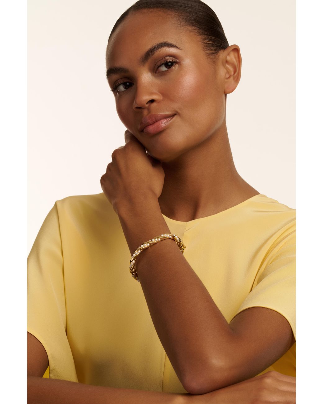 Ted Baker Brown Pearl Twisted Charm Bracelet For