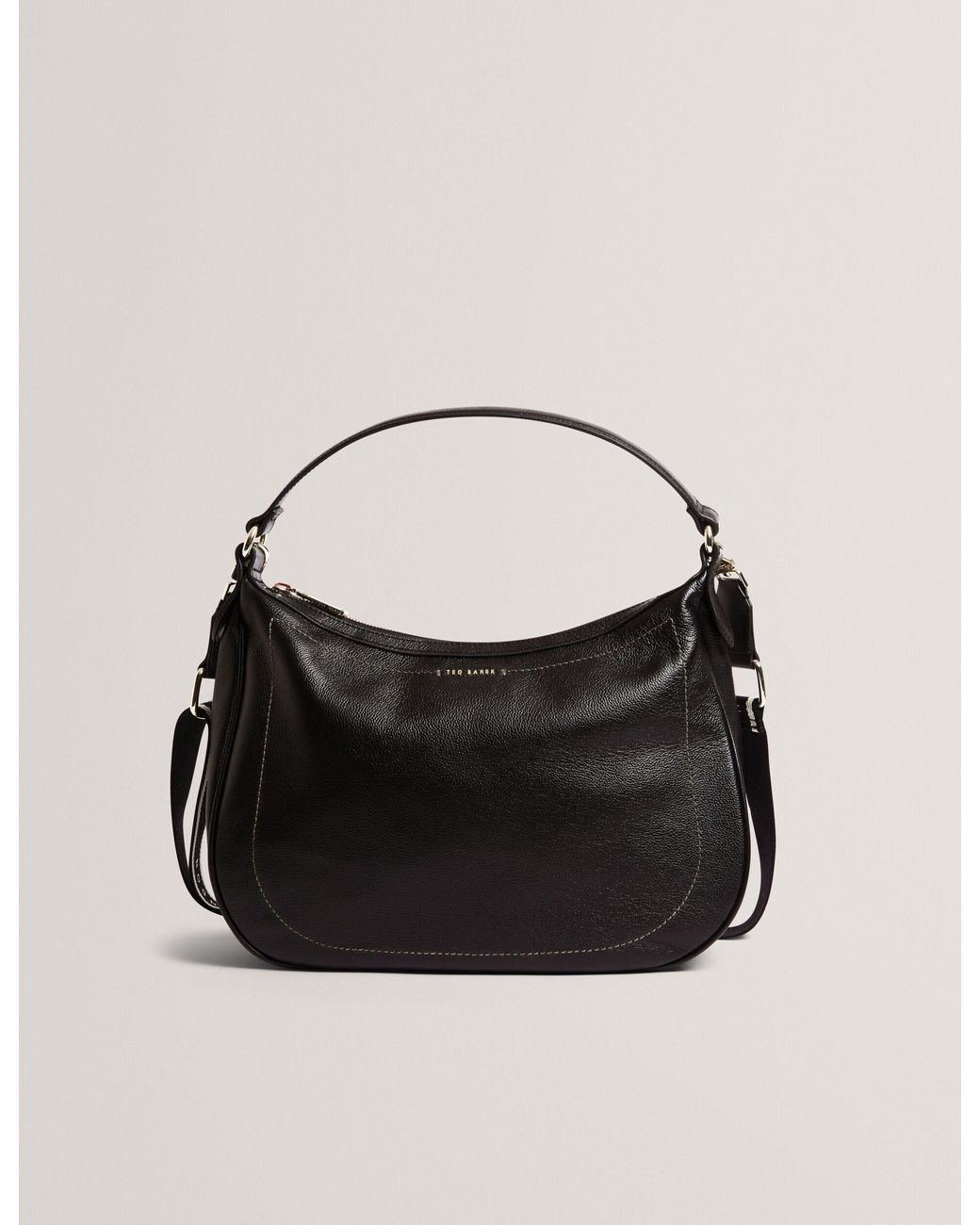 Ted Baker Black Lyshia Webbing Strap Large Leather Hobo Bag