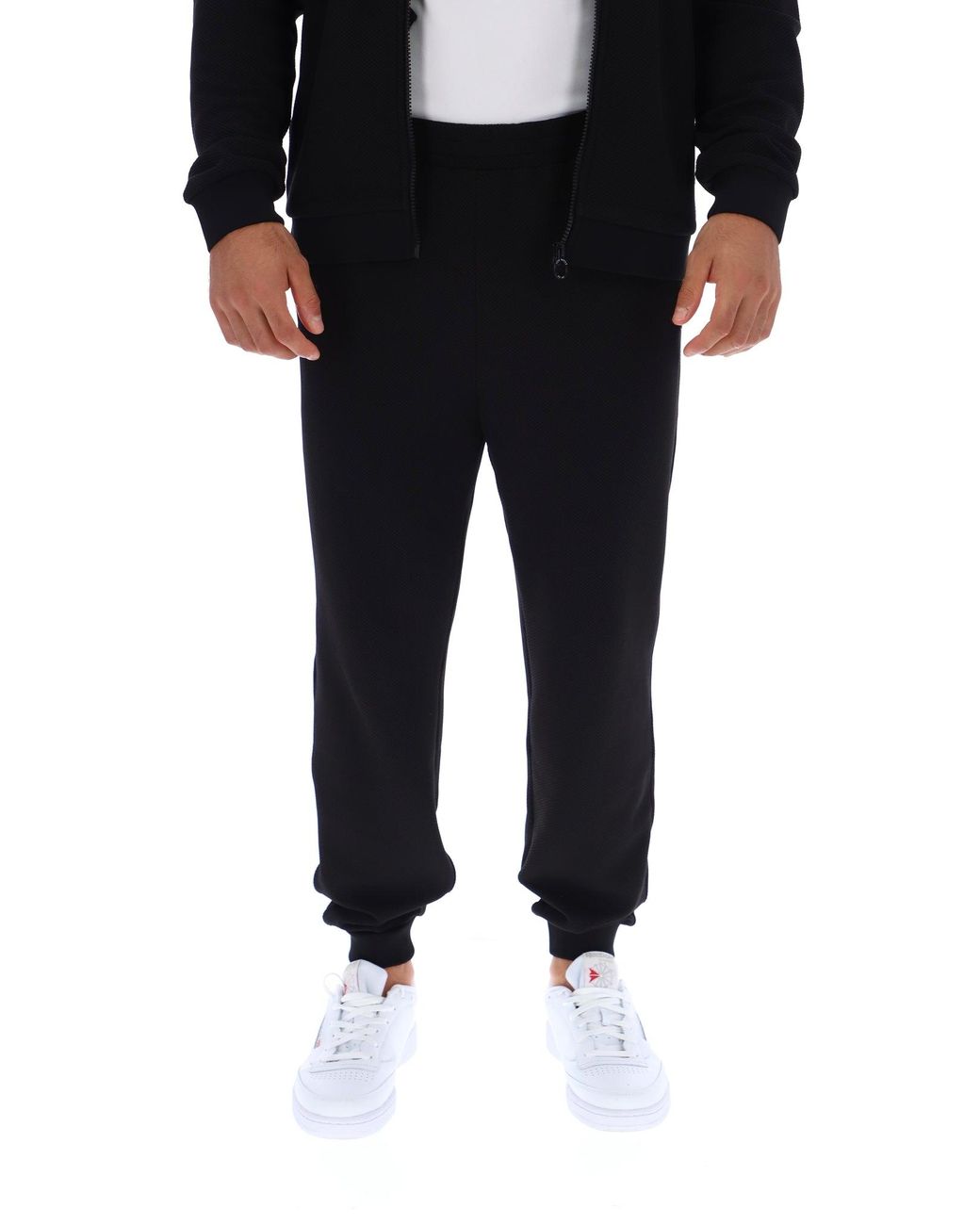 Ted Baker Black Lee Piquet Cuffed Tracksuit Joggers for men