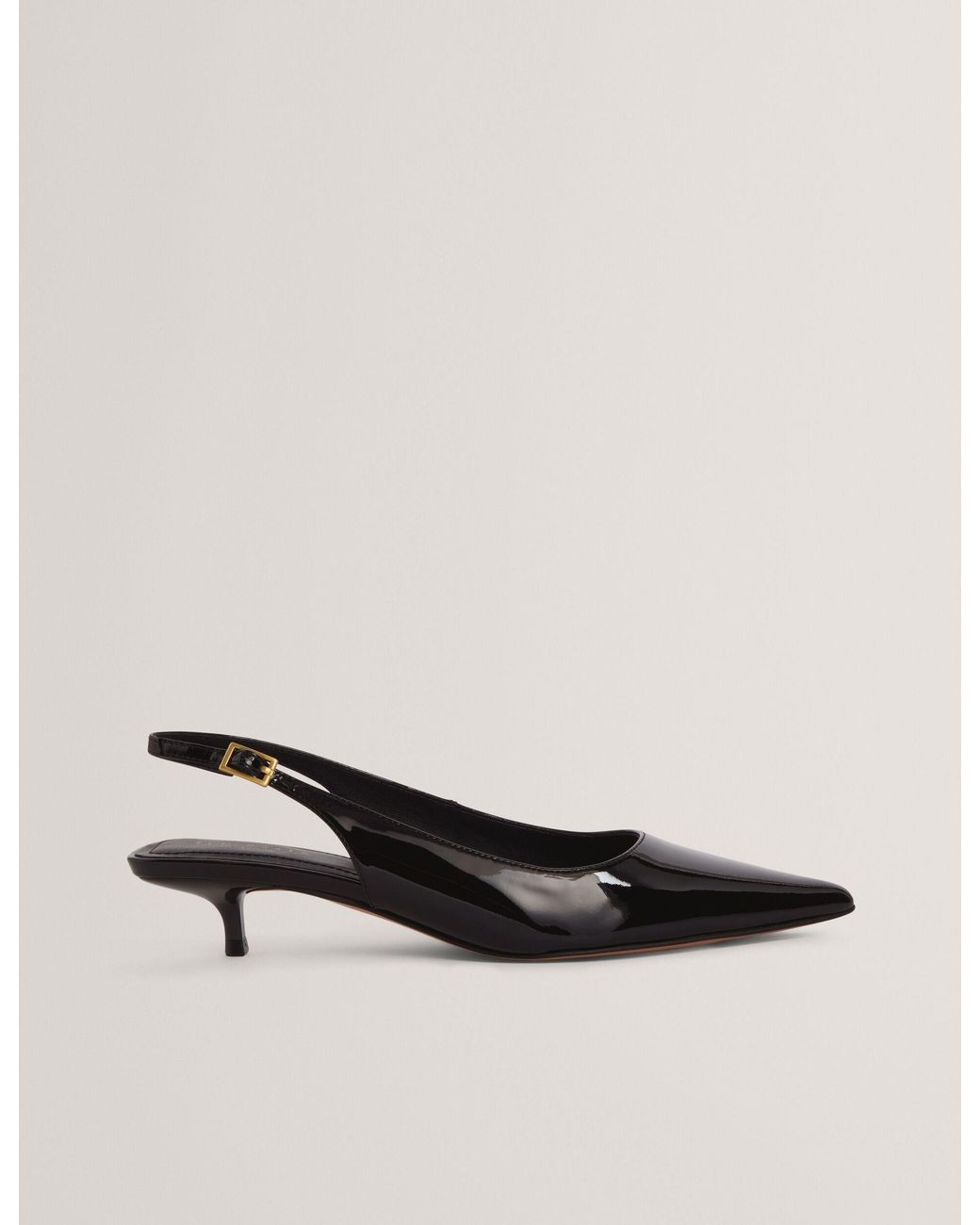 Ted Baker Natural Kitiy Patent Leather Slingback Kitten Heel Shoes