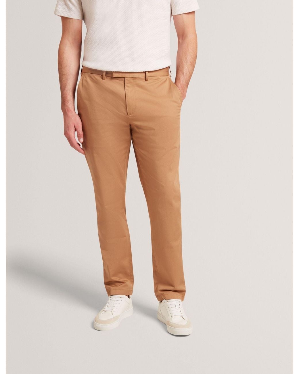 Ted Baker Natural Howeton Slim Fit Stretch Cotton Chinos for men