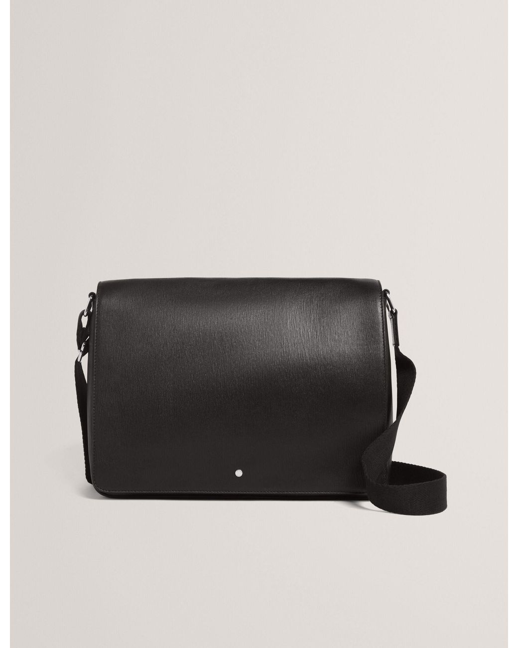Ted Baker Black Barkly Bark Grained Leather Messenger Bag for men