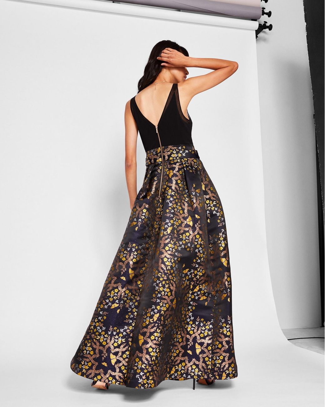 Ted Baker Kyoto Gardens Jacquard Maxi Dress in Black | Lyst UK
