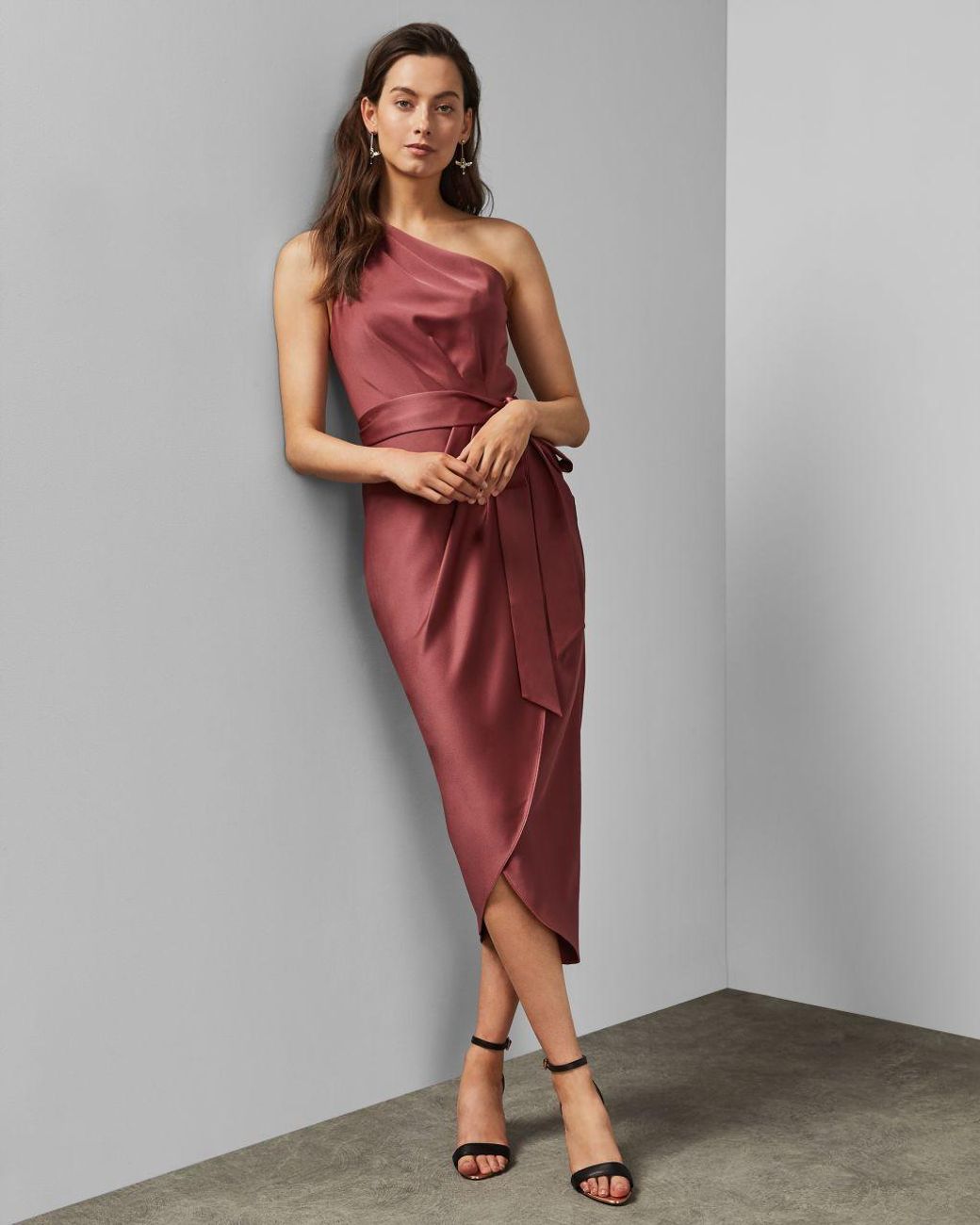ted baker pink one shoulder dress