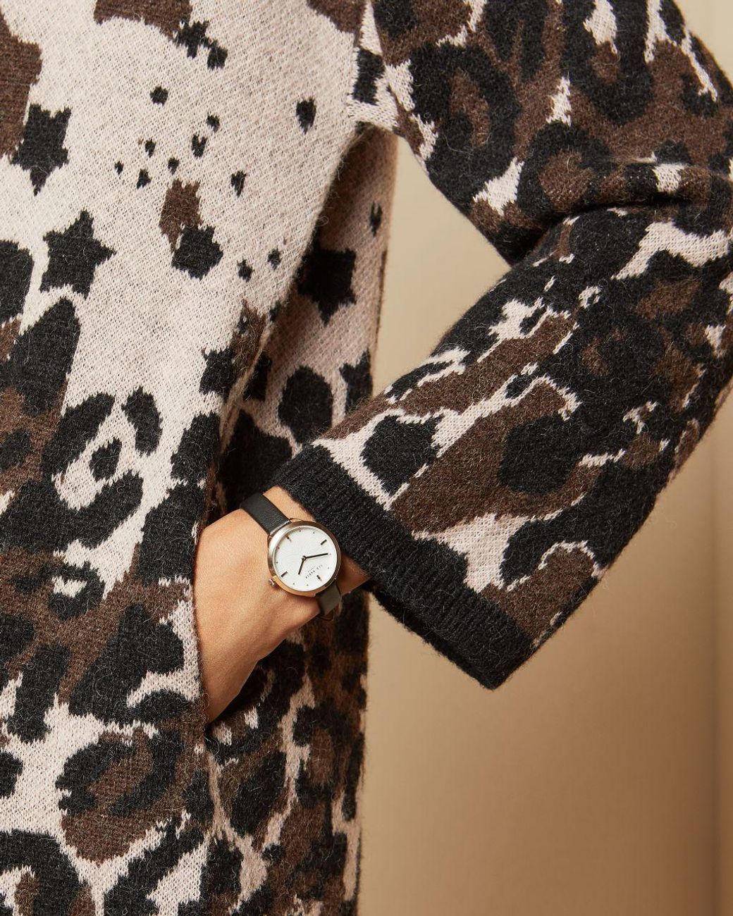 yazella leopard jacquard cardigan