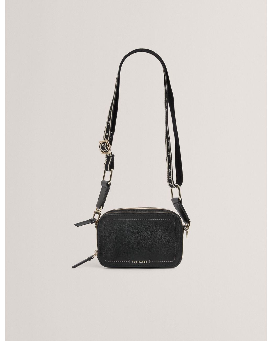 Ted Baker Black Linzie Small Leather Webbing Crossbody Camera Bag