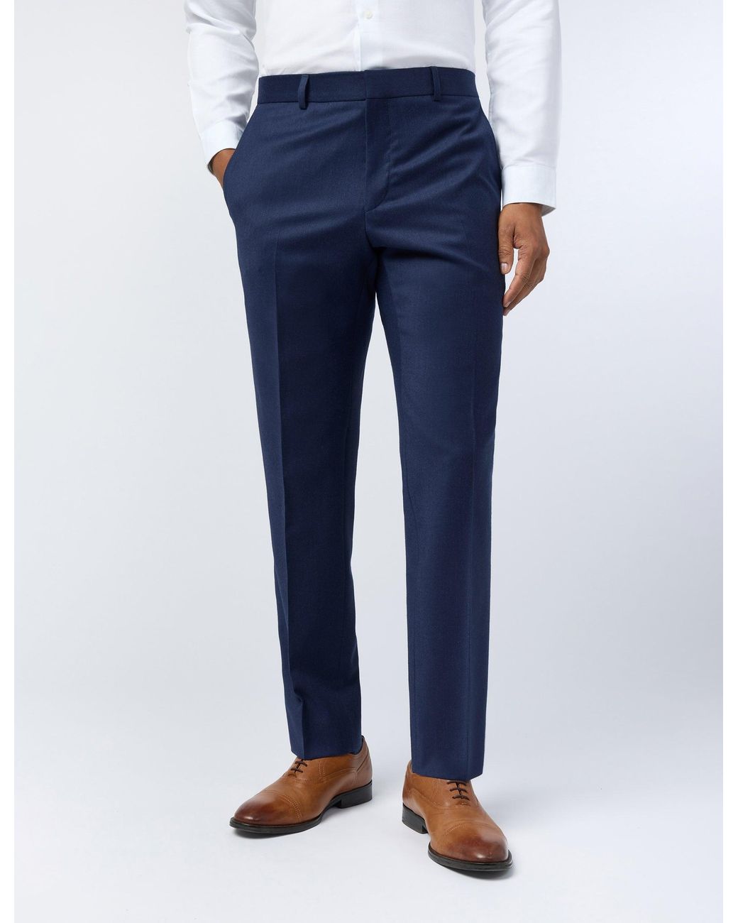 Ted Baker Blue Keatst Flannel Wool Rich Slim Suit Trousers for men