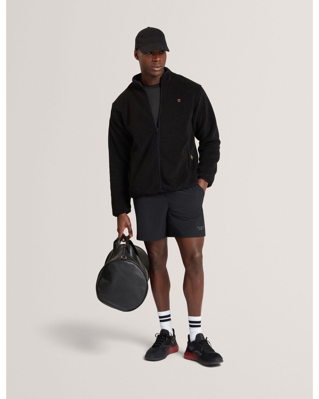 Ted Baker Black Jay Borg Fleece Zip-Up Track Jacket for men