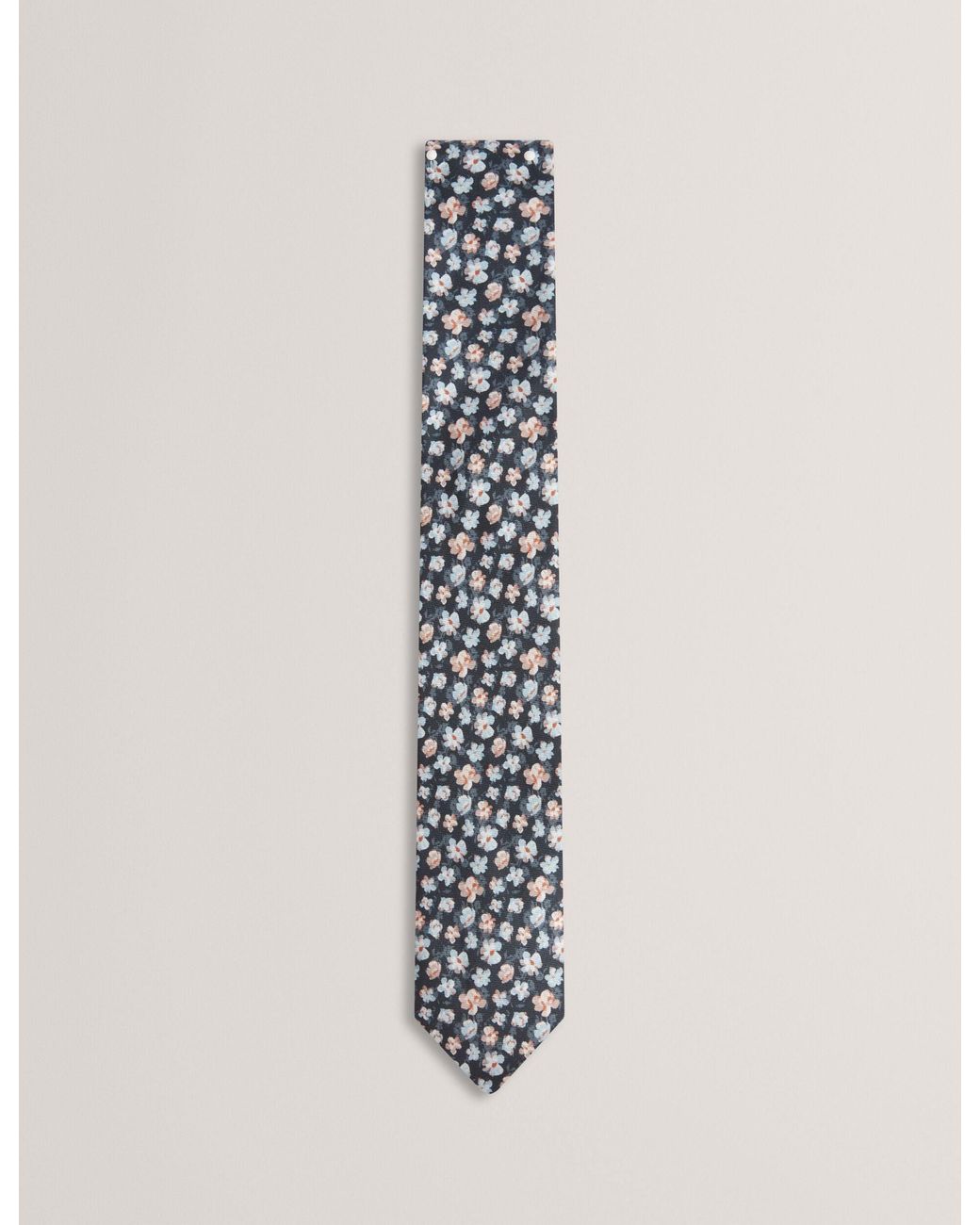 Ted Baker White Latter Micro Floral Print Silk Tie for men