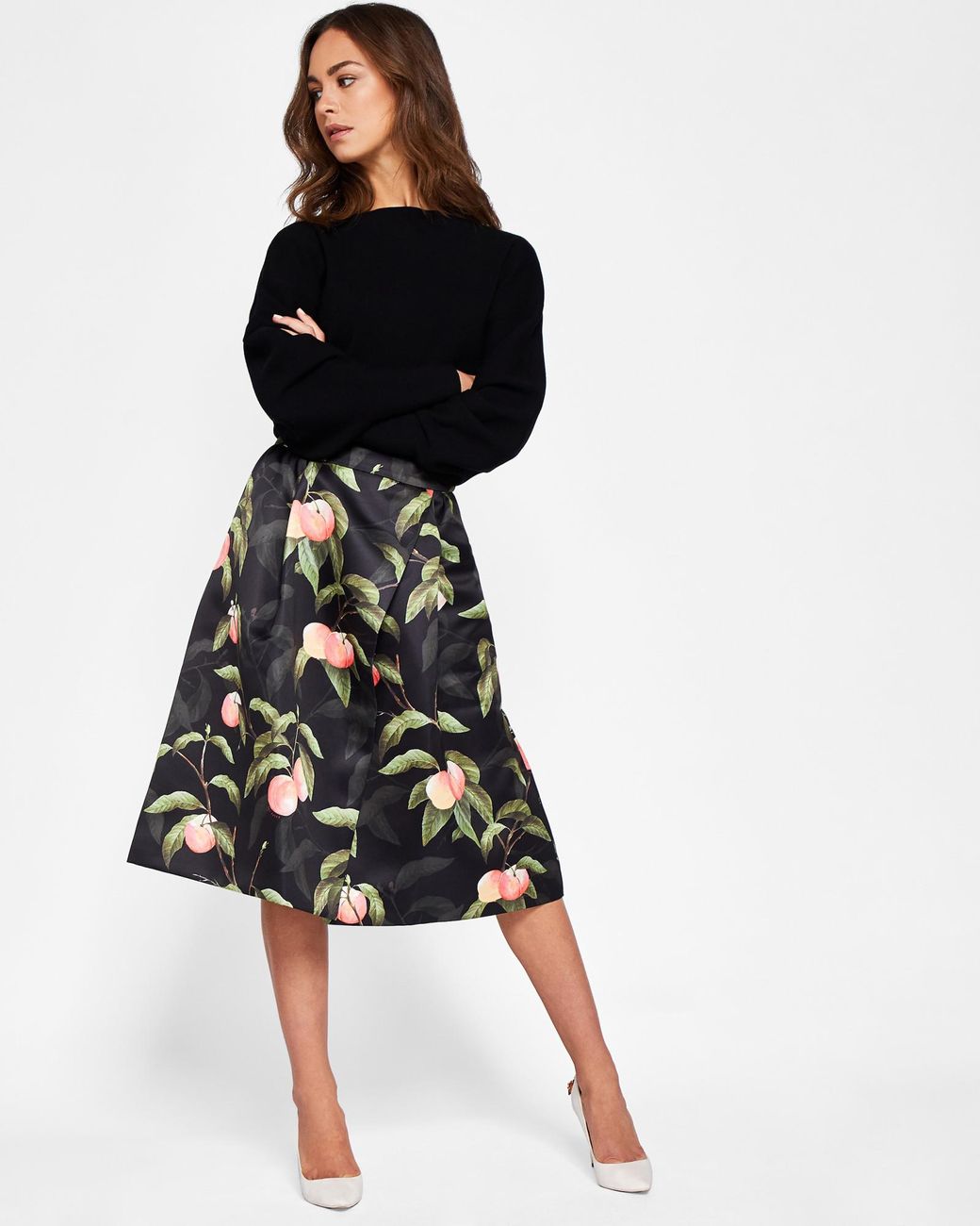 Ted Baker Peach Blossom Wrap Skirt in Black | Lyst UK