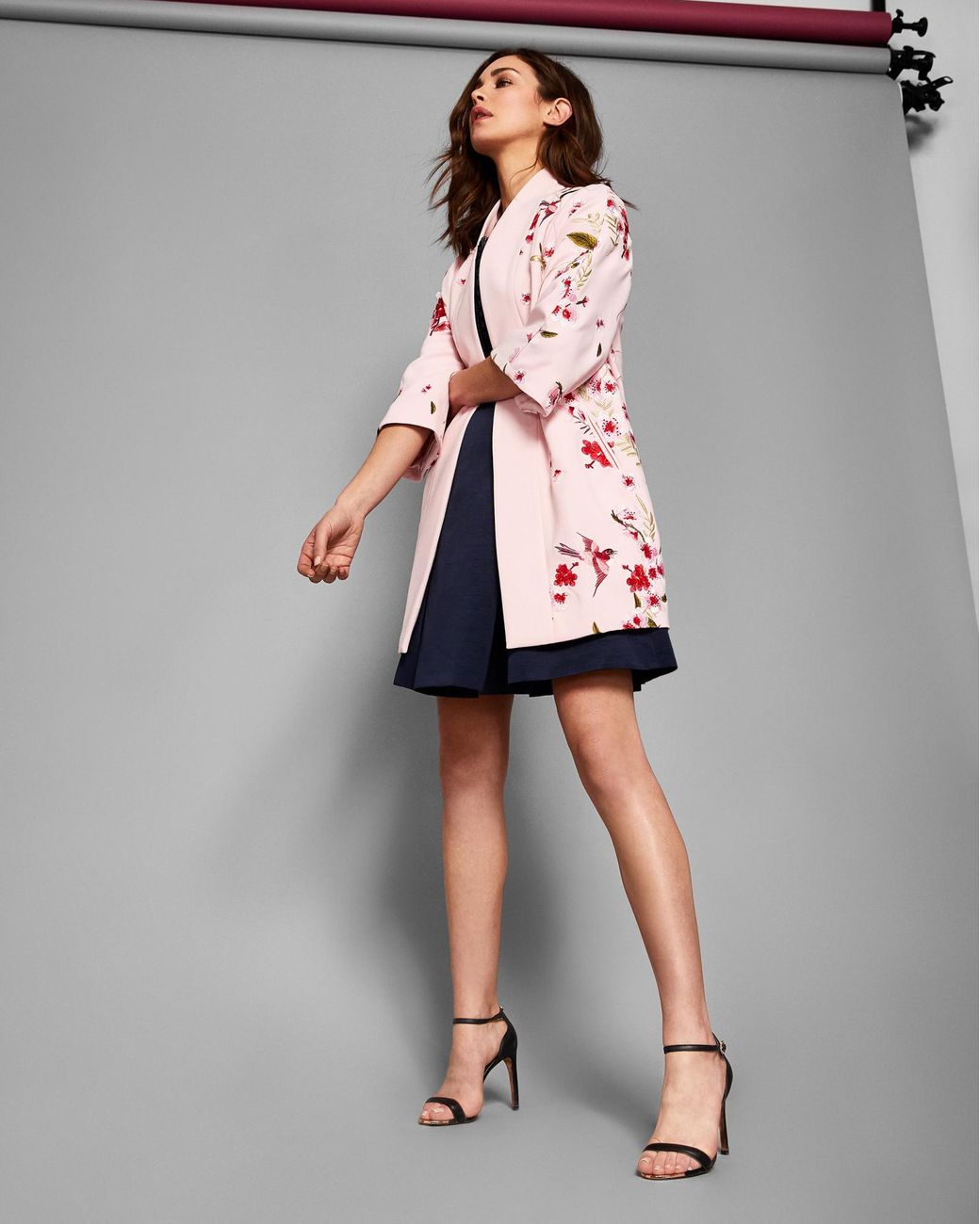 Ted Baker Soft Blossom Embroidered Kimono Coat in Pink | Lyst Canada