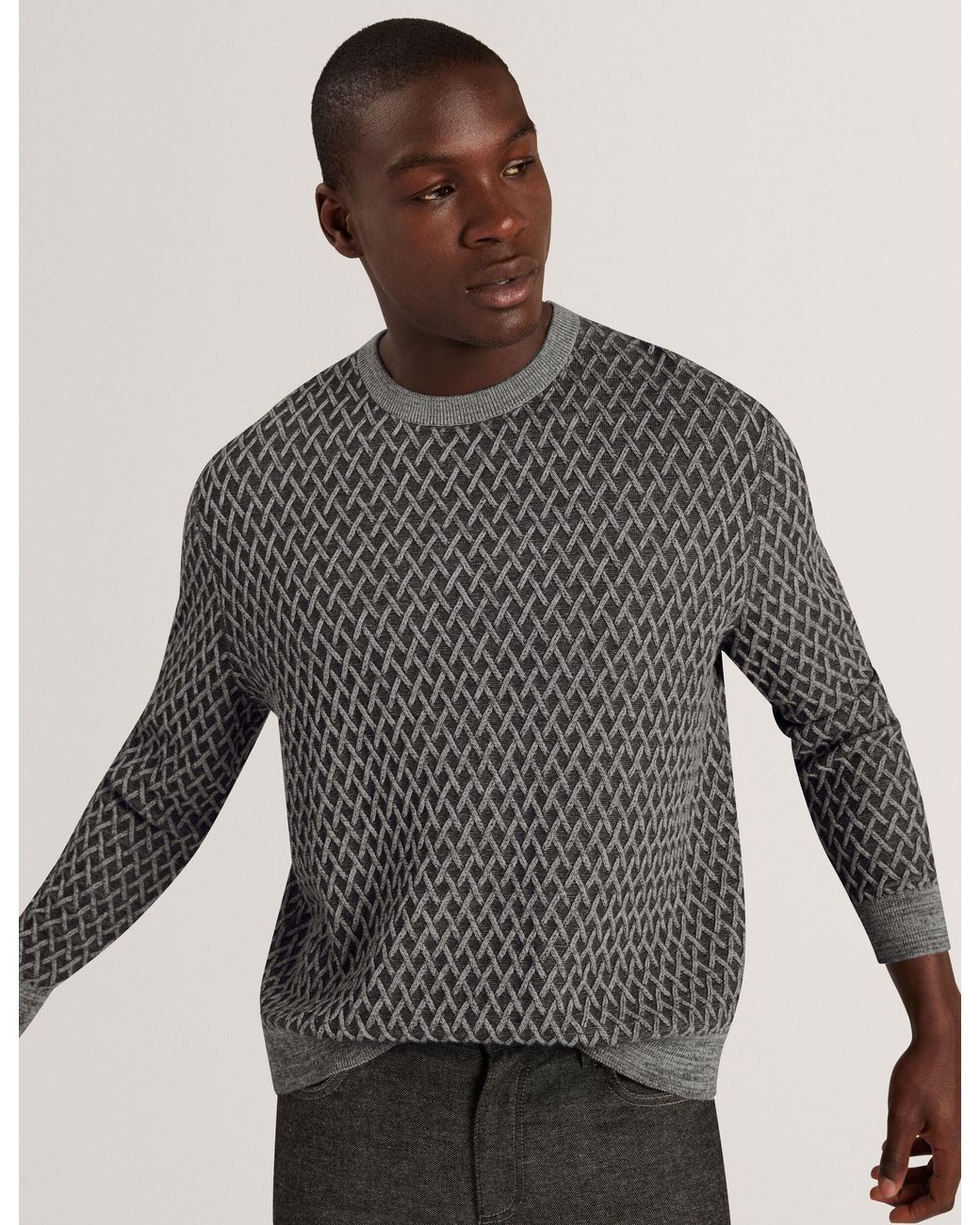 Ted Baker Gray Nunnez Relaxed Cotton Wool Crewneck Jumper for men