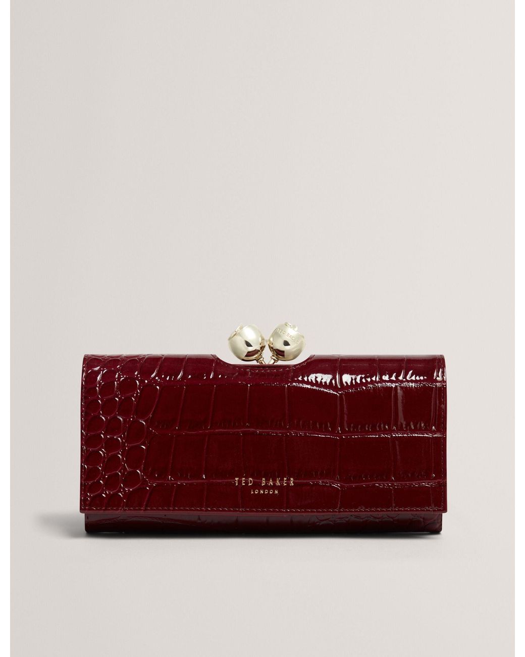 Ted Baker Red Viviin Patent Croc Effect Bobble Large Purse
