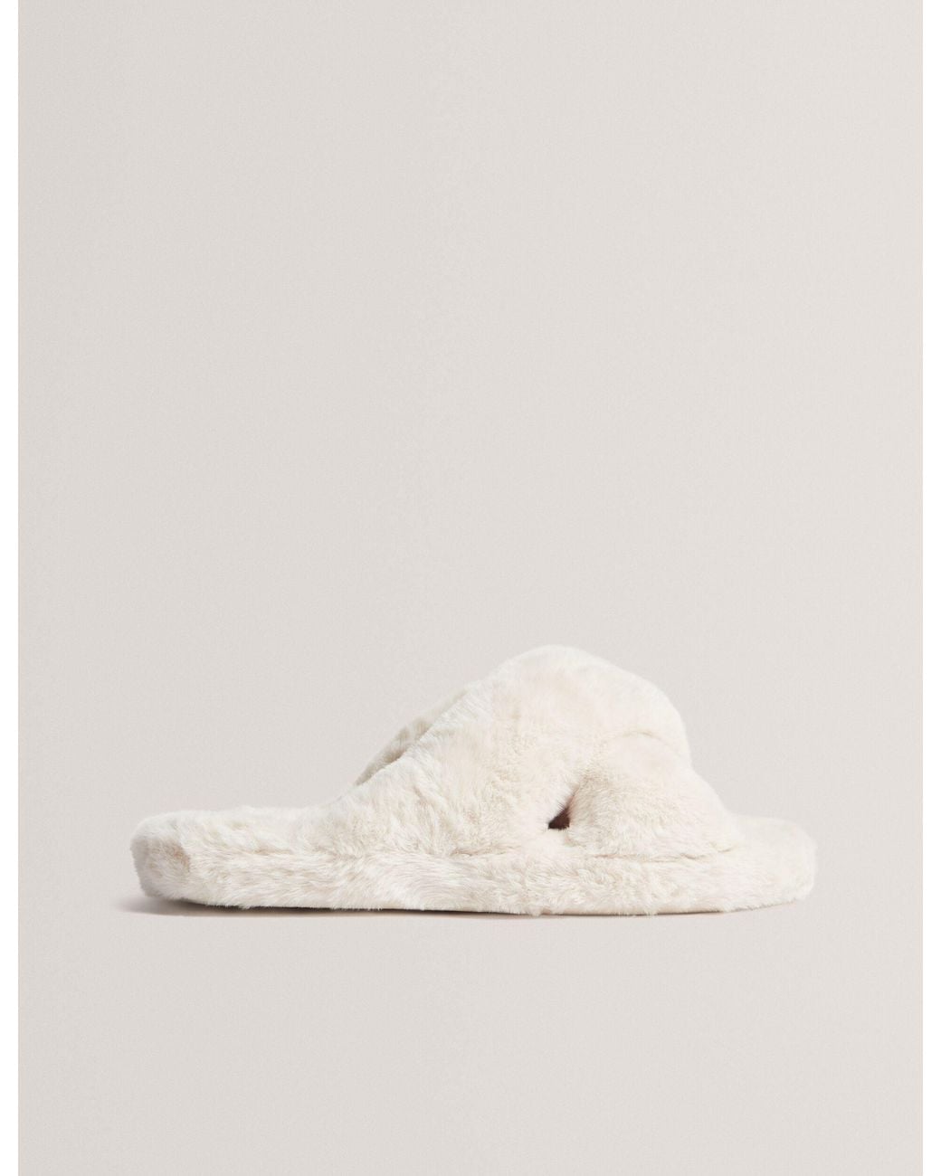 Ted Baker Natural Lopply Faux Fur Open Toe Slippers