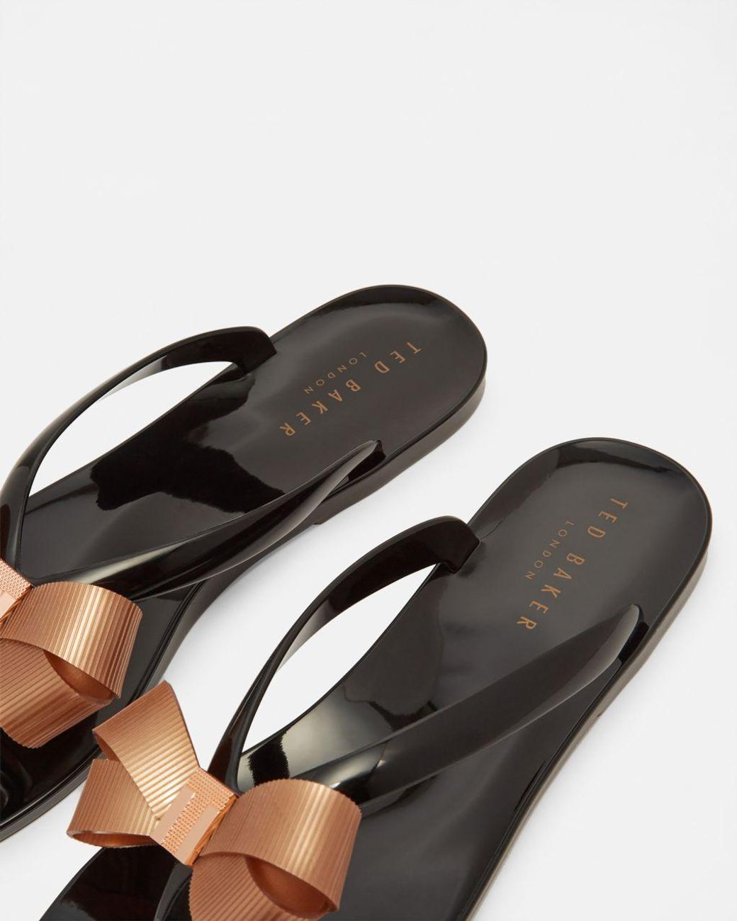 ted baker black bow flip flops