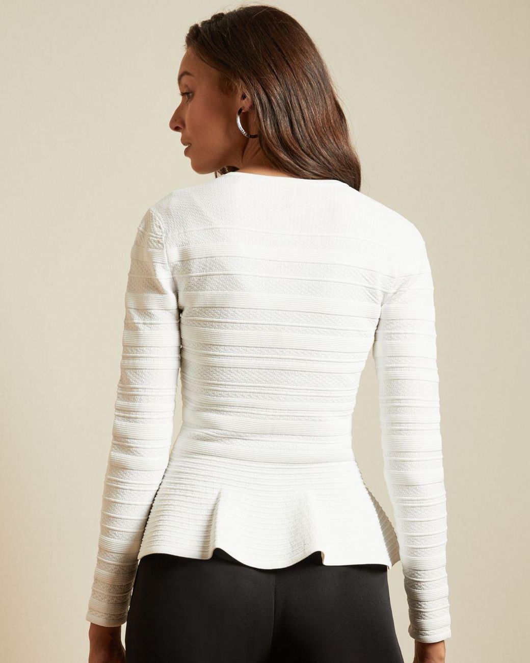 deari structured peplum cardigan