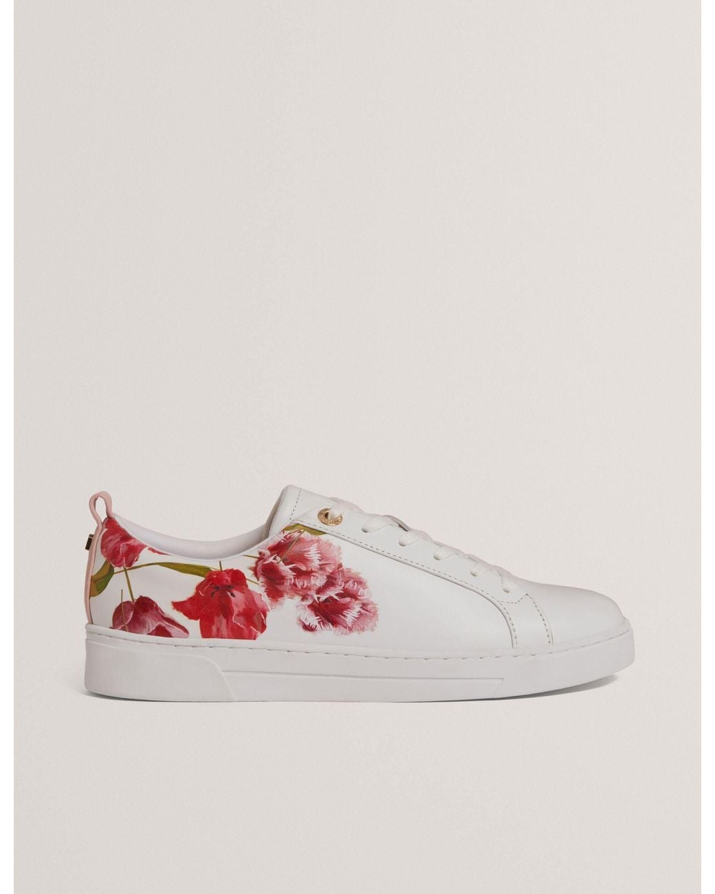 Ted Baker Pink Floral Print Leather Trainers