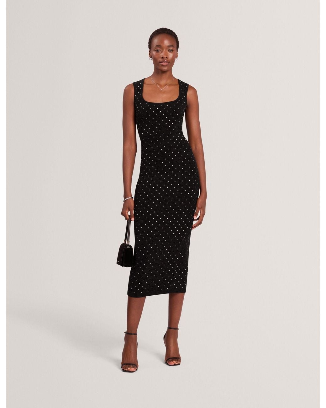 Ted Baker Natural Nyella Beaded Bodycon Midi Dress