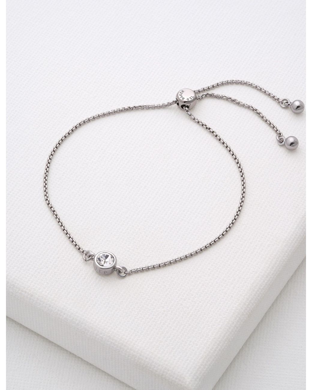 Ted Baker White Mini Crystal Adjustable Slider Bracelet