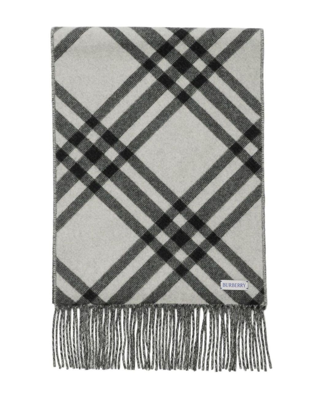 Burberry Black Check Cashmere Scarf for men