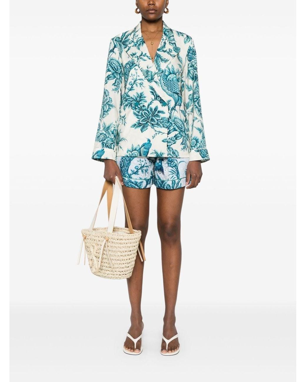 F.R.S For Restless Sleepers Blue Printed Cotton Shorts