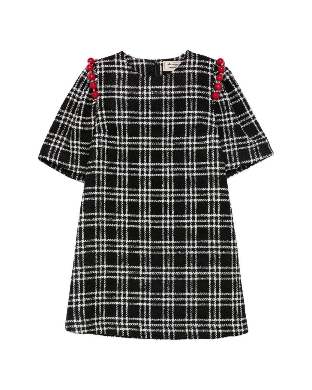 ALESSANDRO ENRIQUEZ Black Checked Short Dress