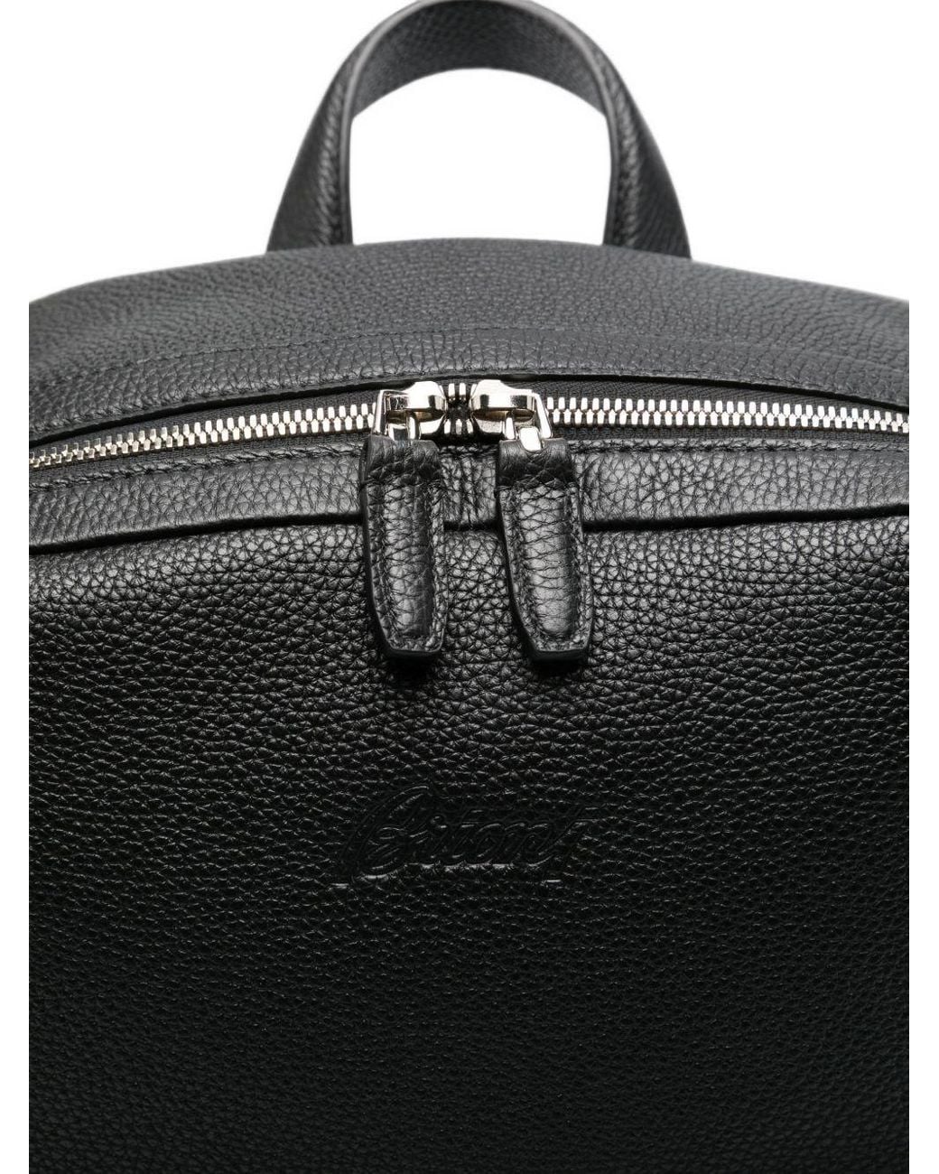 Brioni Black Leather Backpack for men