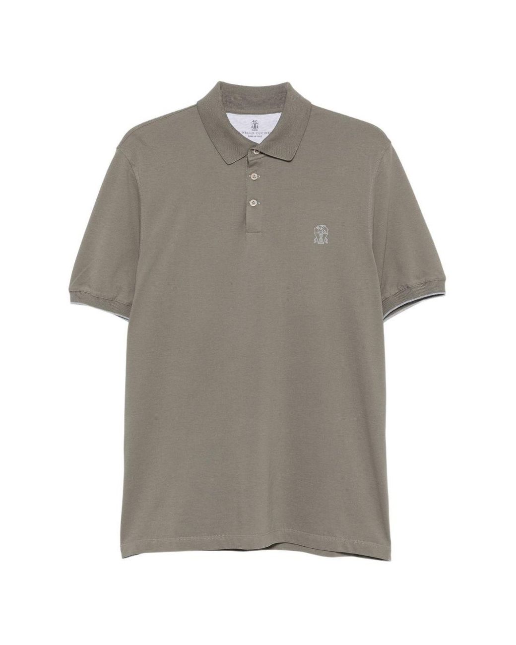 Brunello Cucinelli Gray Logo Cotton Polo Shirt for men