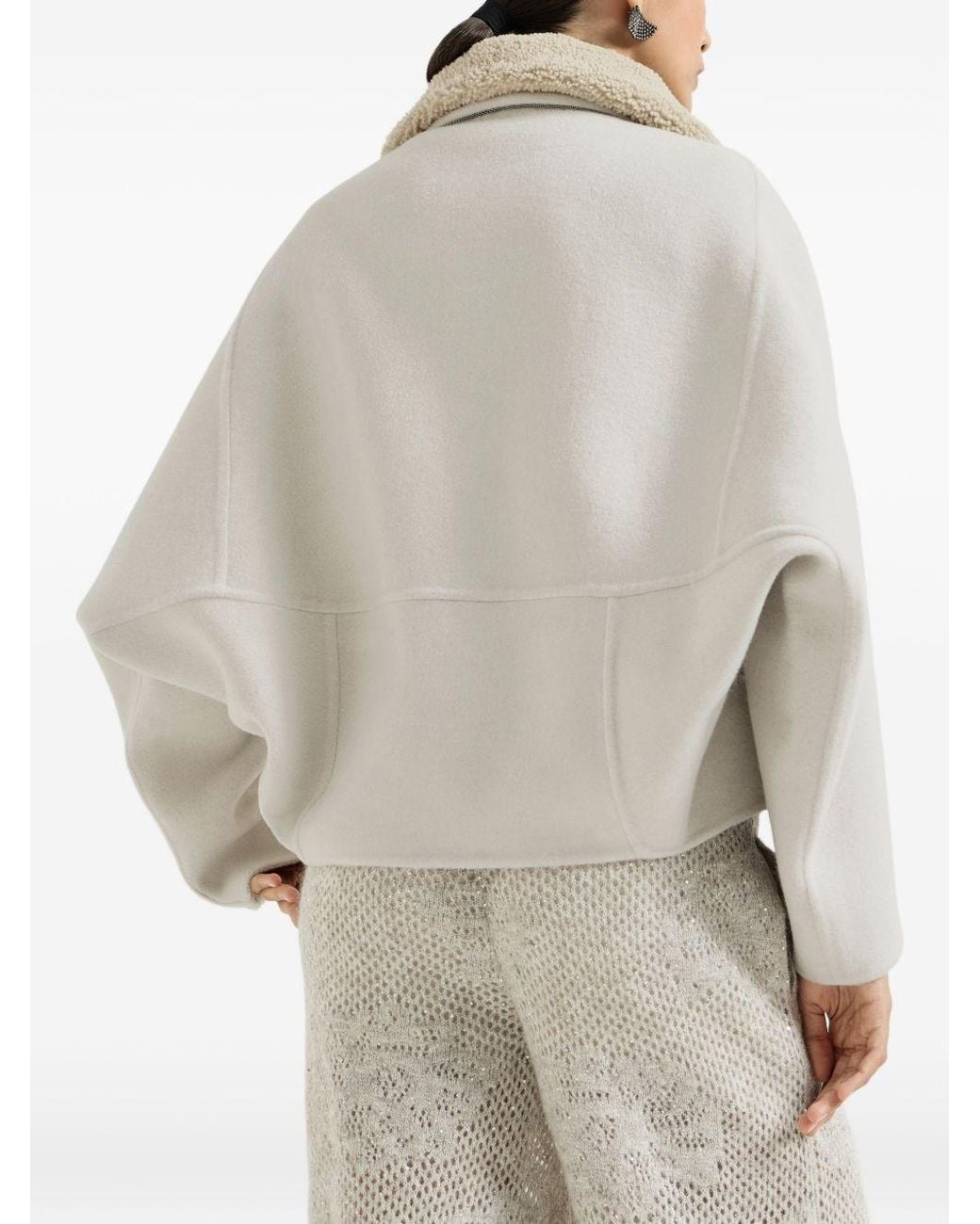 Brunello Cucinelli White Leather Jacket