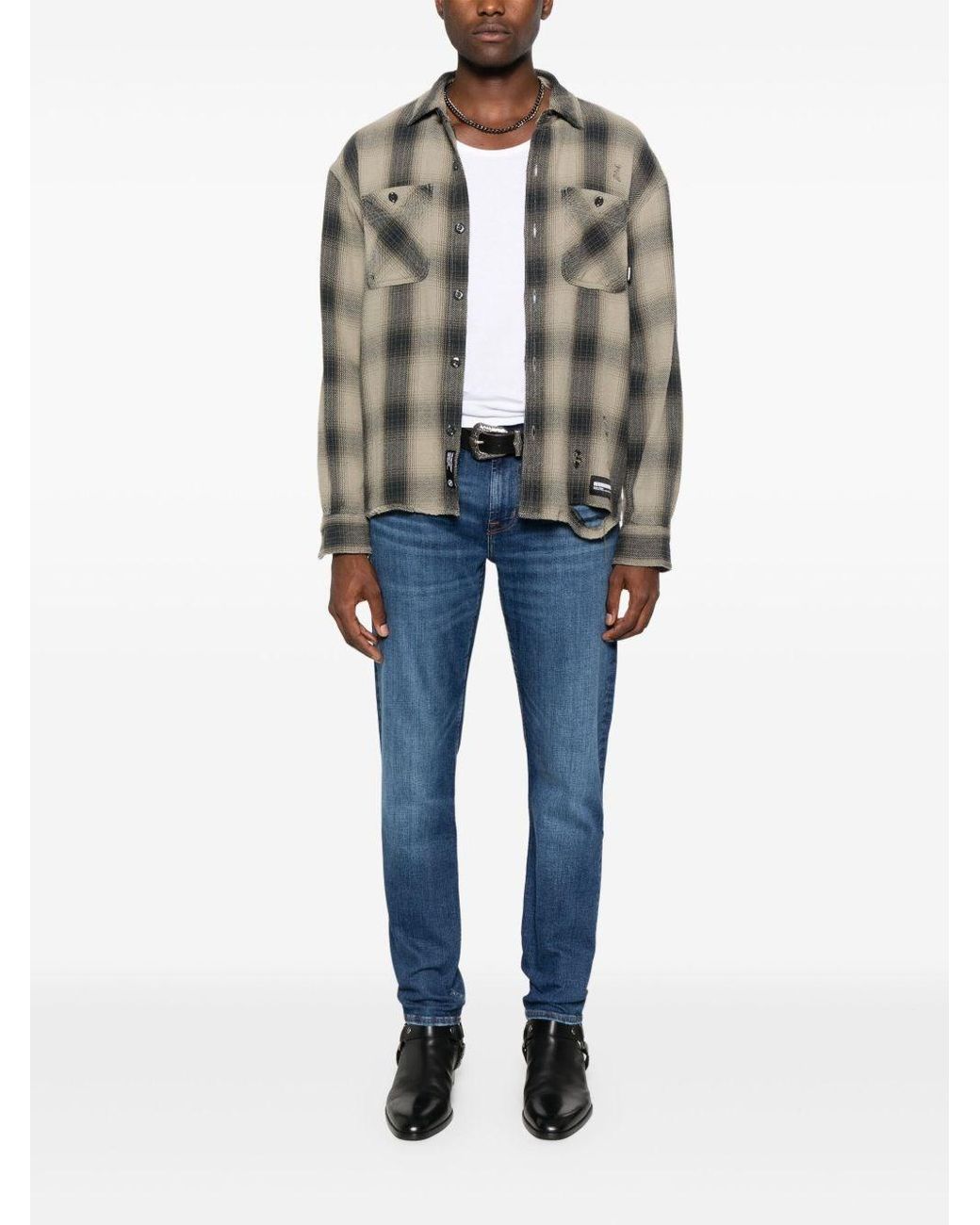 7 For All Mankind Blue Reason Slim Jeans for men