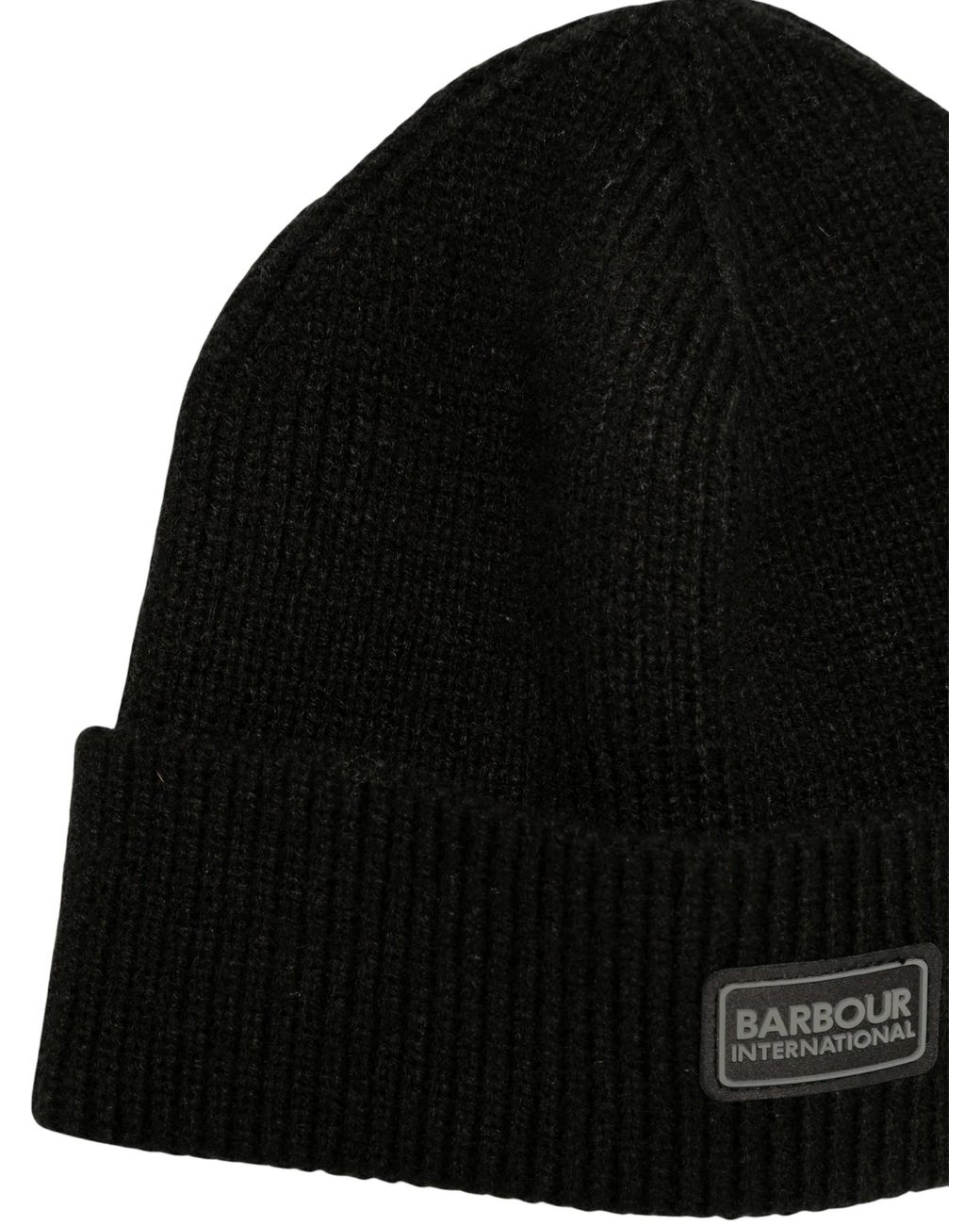 Barbour Black Sweeper Legacy Logo-Patch Scarf And Beanie Hat Set for men