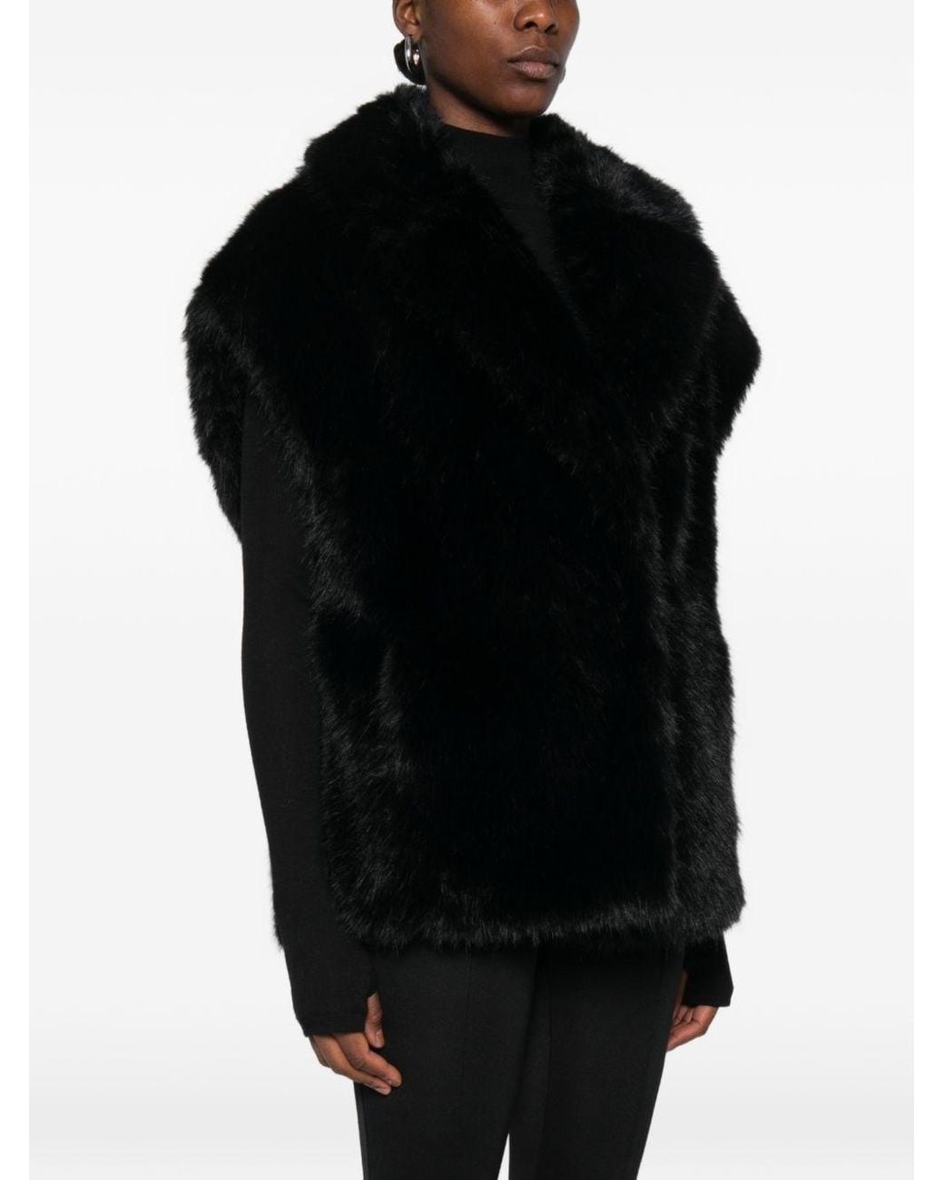 Stand Studio Black Kinley Faux Fur Vest