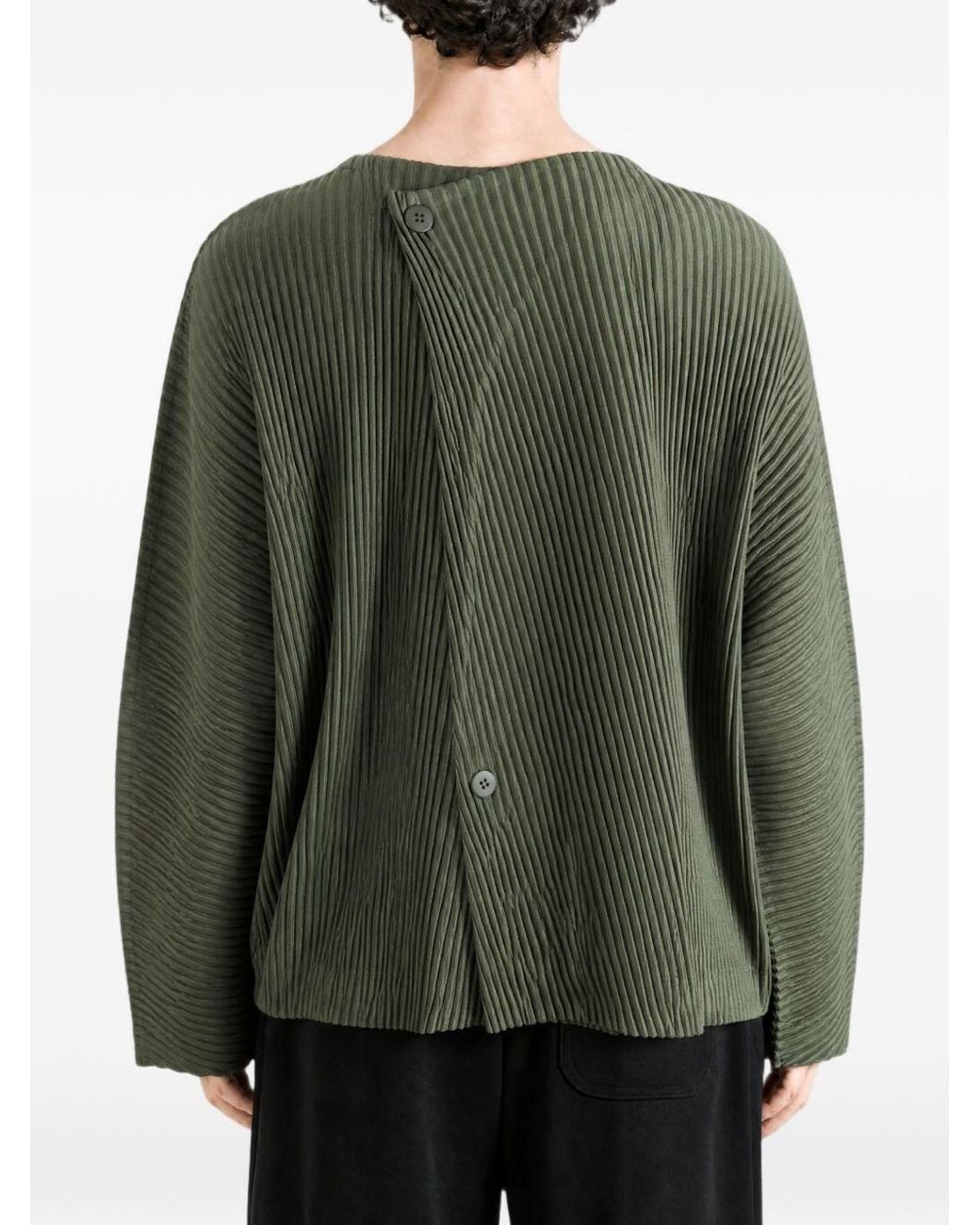 Homme Plissé Issey Miyake Green Pleated Cardigan for men