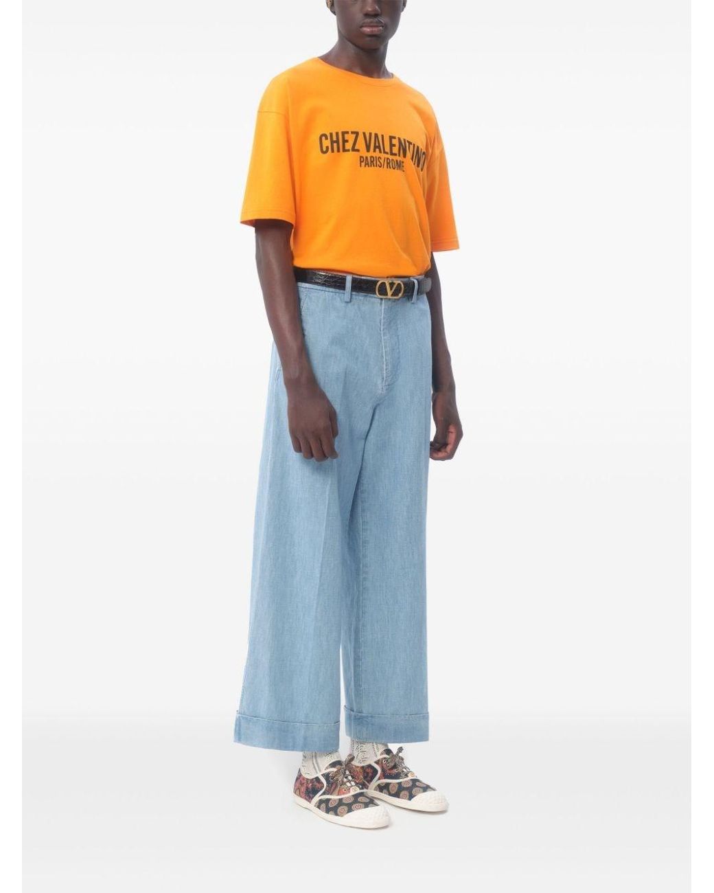 Valentino Blue Cuffed Jeans for men