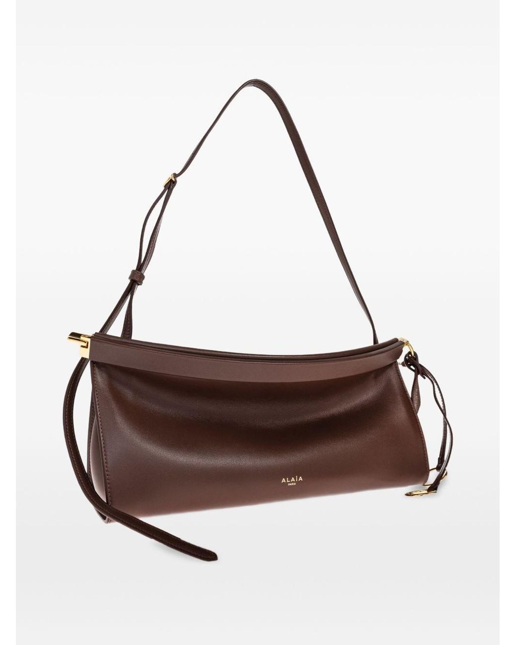 Alaïa Brown Le Click East West Medium Leather Shoulder Bag