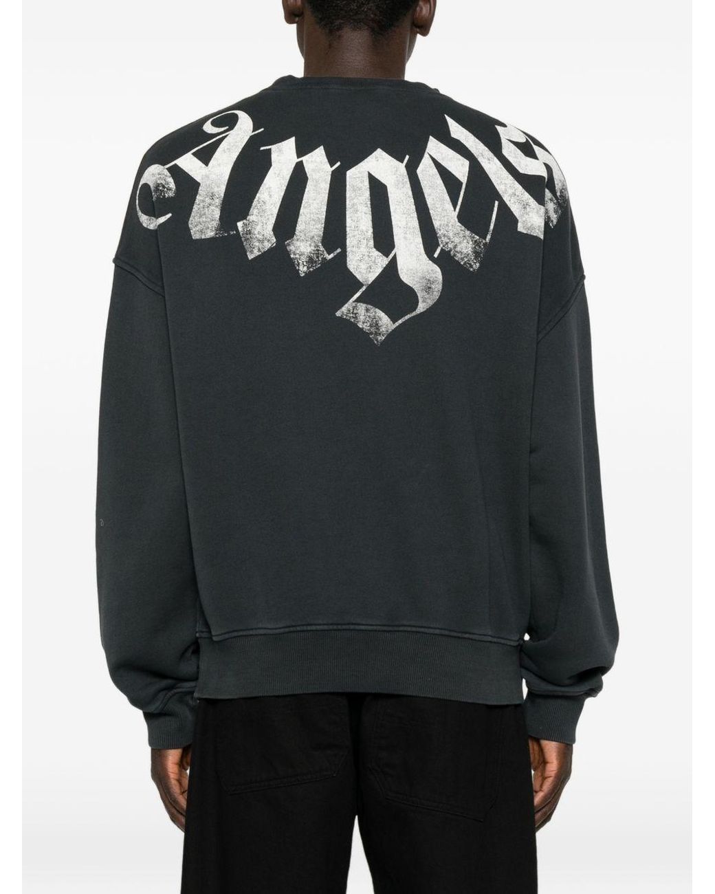 Palm Angels Black Logo Cotton Sweatshirt for men