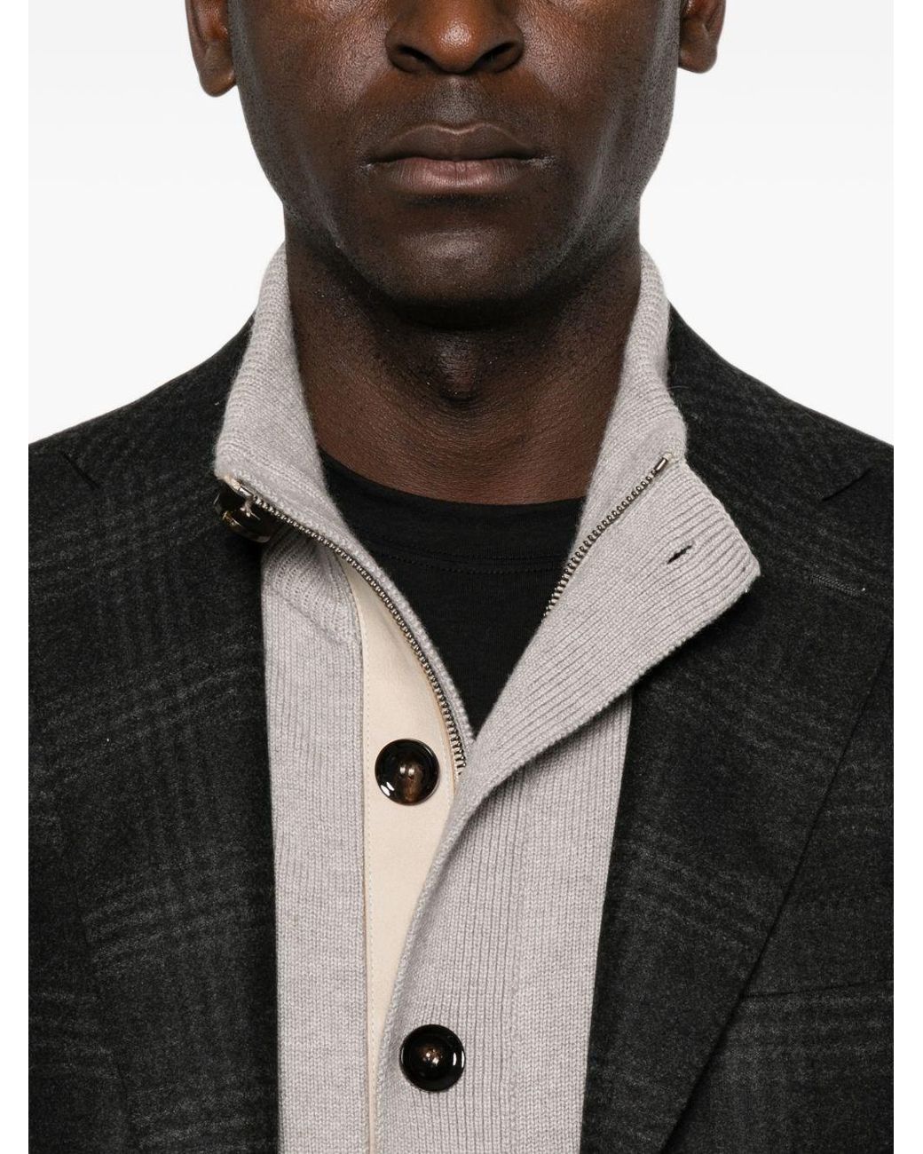 Brioni Gray Cashmere Cardigan for men