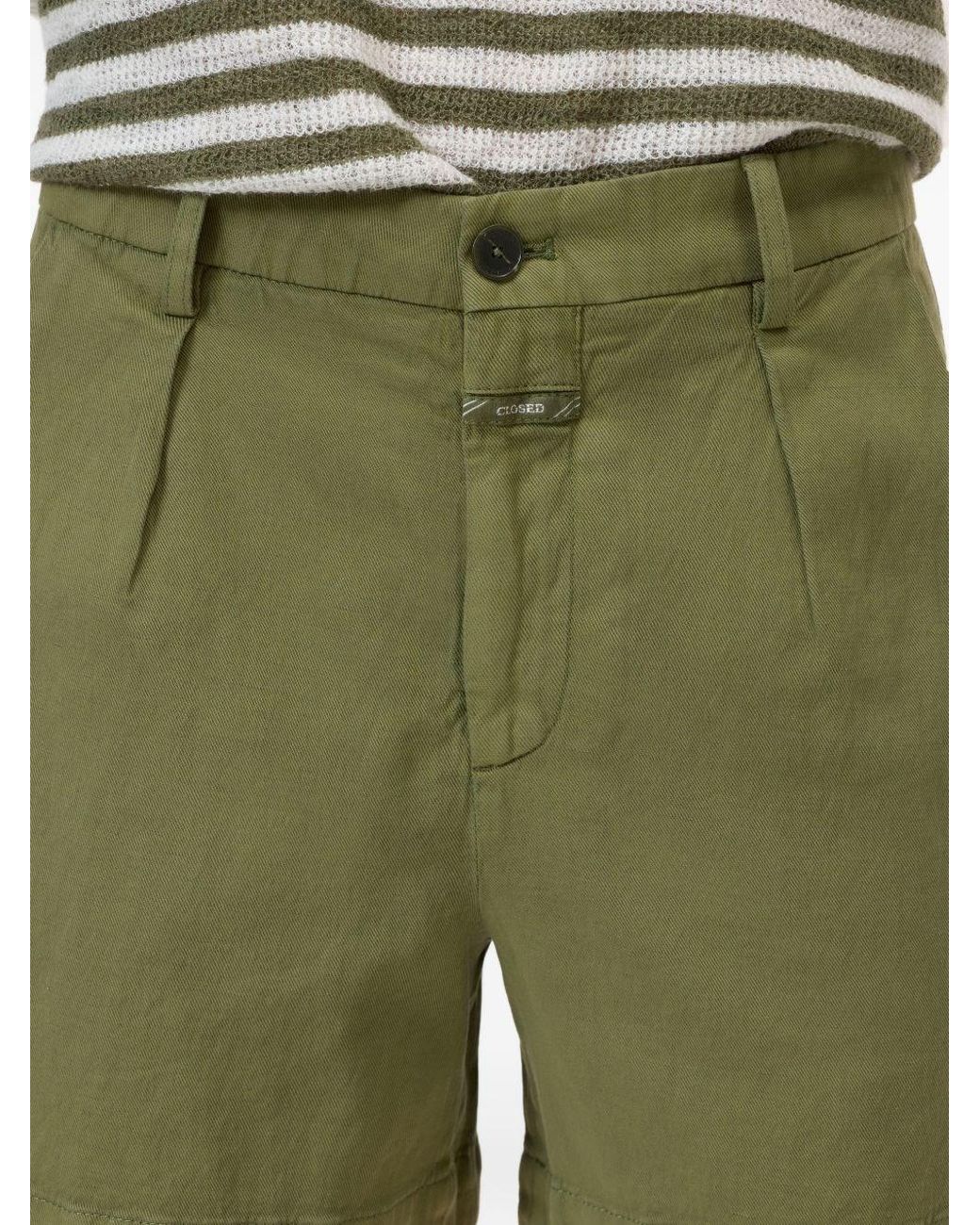 Closed Green Cotton And Linen Shorts