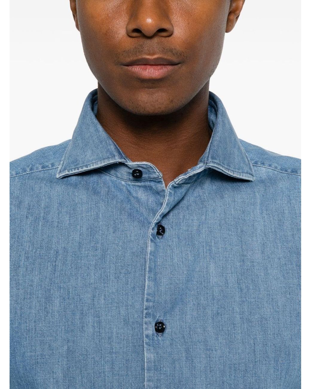 Camicia di Brunello Cucinelli in Blue da Uomo