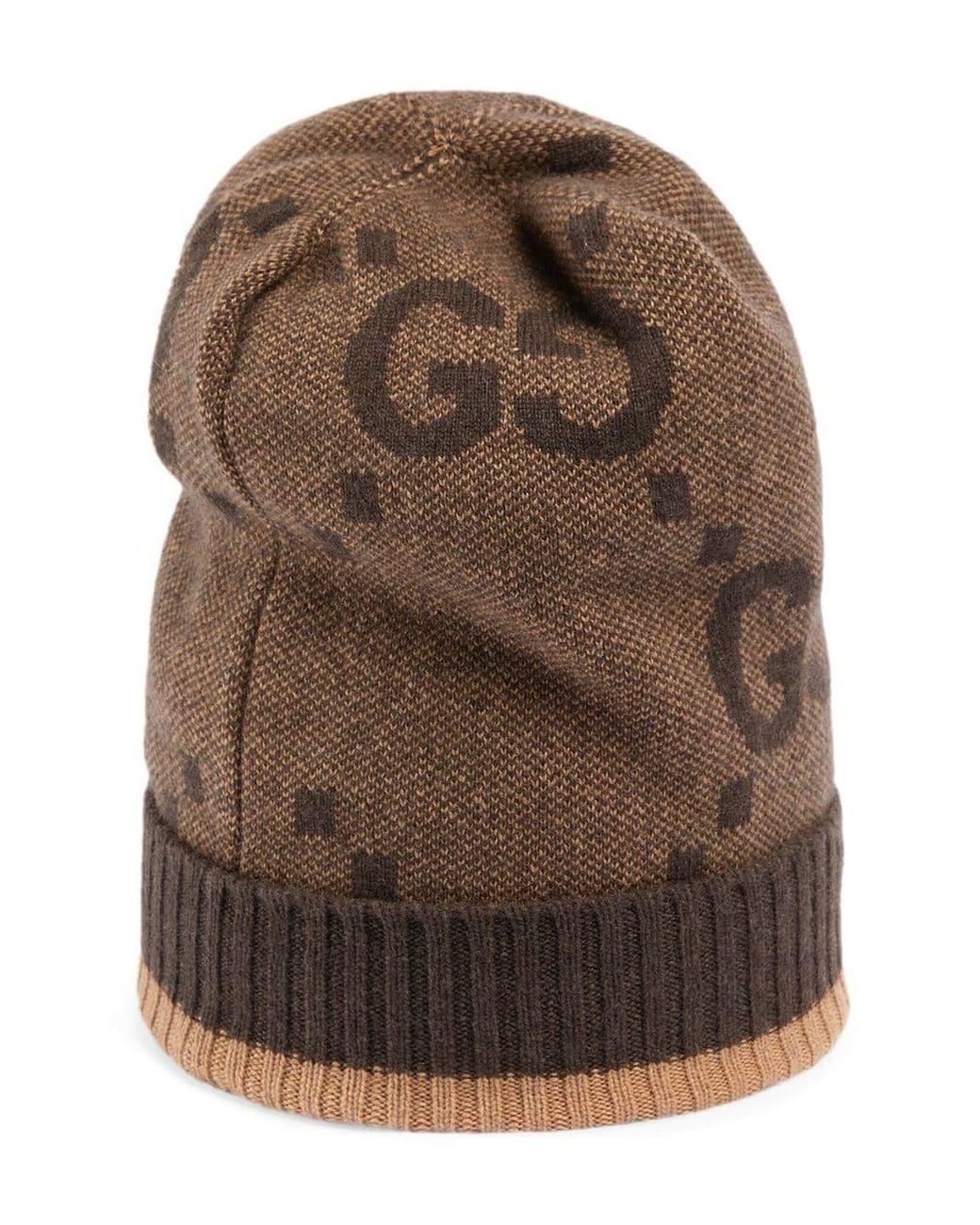 Gucci Intarsia-knit Logo Hat in Brown for Men | Lyst