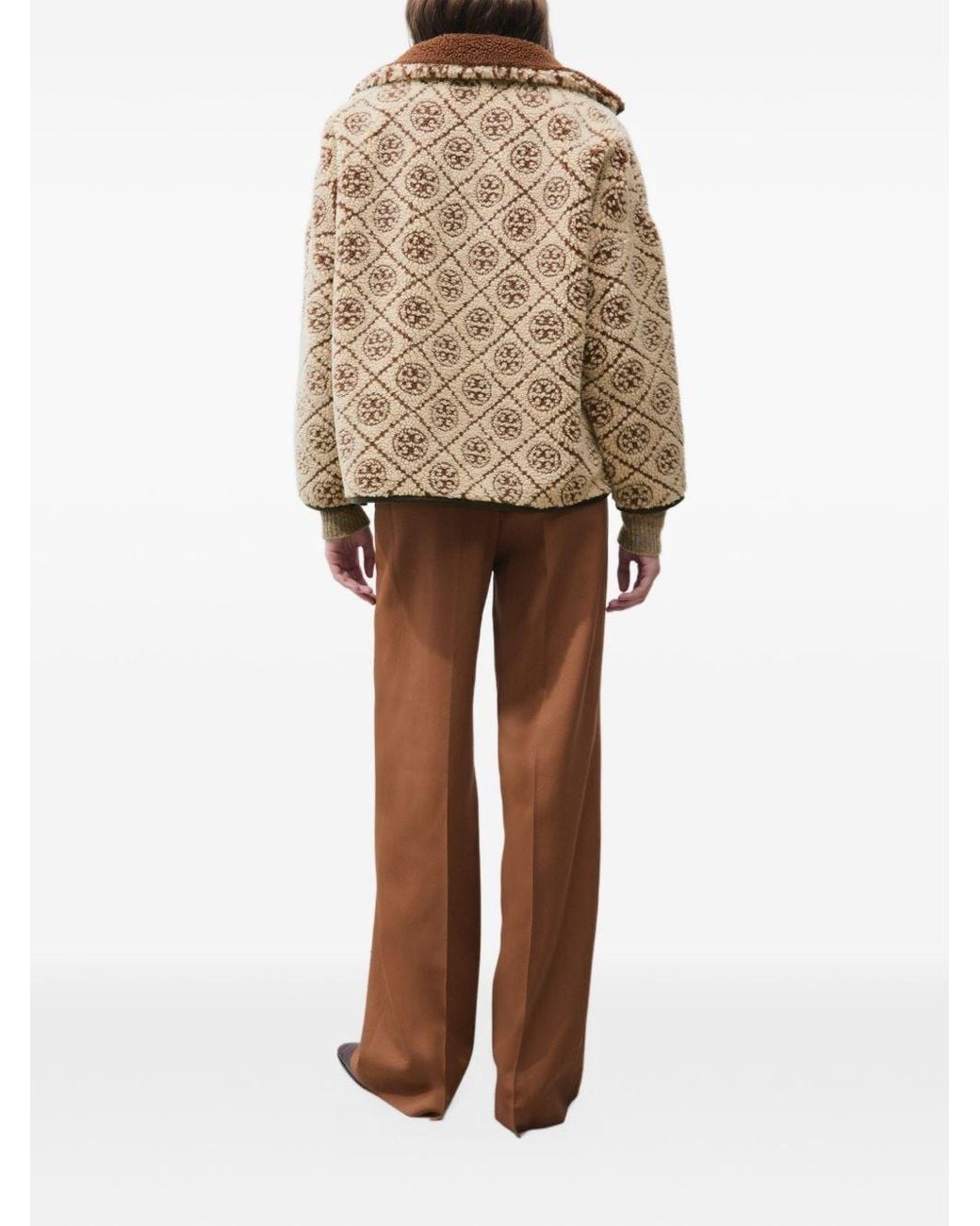 Tory Burch Natural Monogram Fleece Jacket